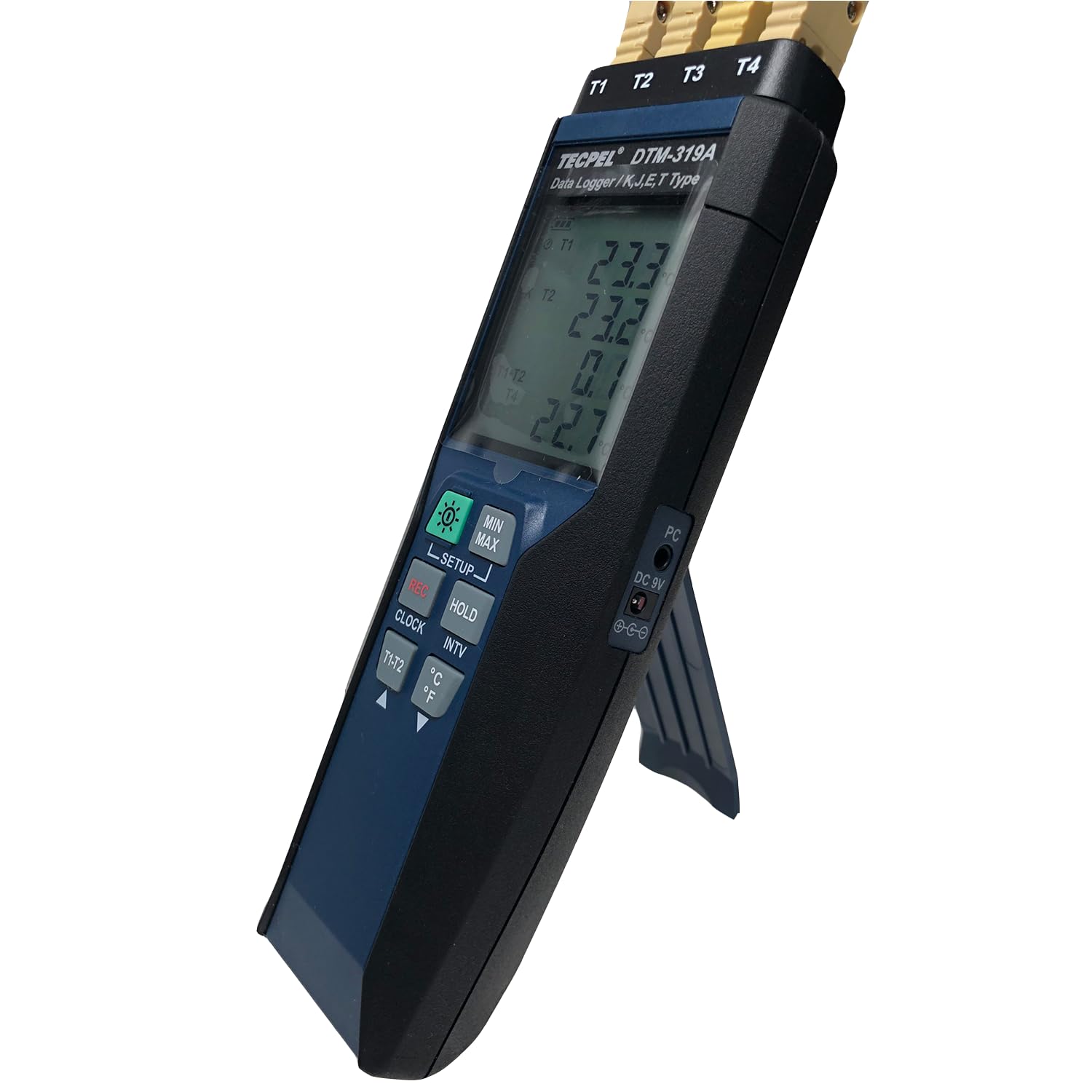 TECPEL DTM-319A Digital 4- Channel K, J, E, T Type Temperature Data Logger, Thermocouple Thermometer Taiwan-Made