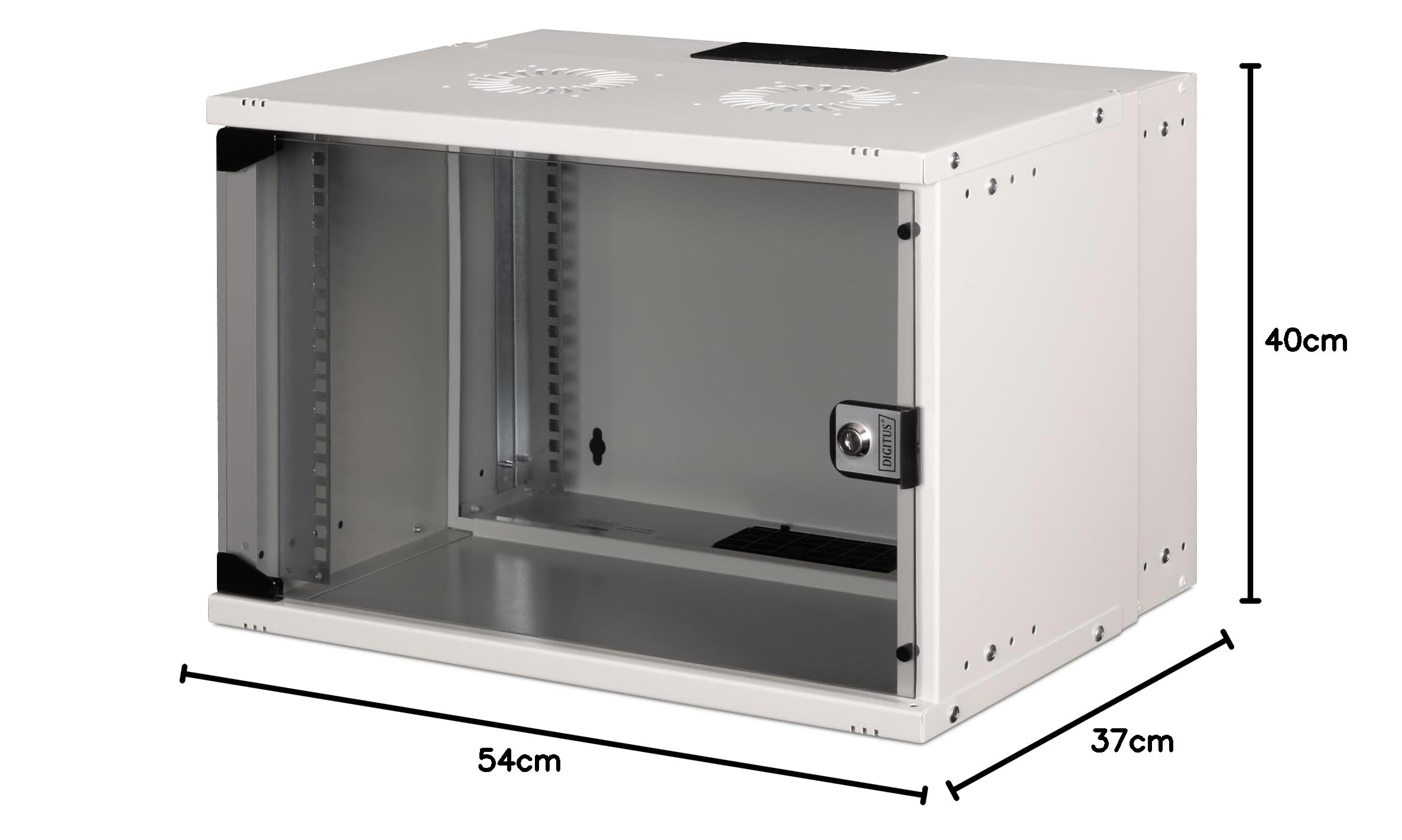 Digitus Contenitore Soho Pro A Parete - 483 Mm [19] - 540x400 Mm [lxp] (19 7u Rack Pro 370 X 540 X 400mm Gry) | 400 mm Tiefe – 319,25 mm Nutztiefe – Wandmontage – Traglast 60 kg – Glastür