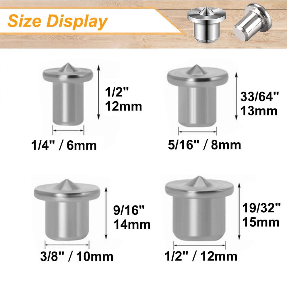 SKYPRO Set di 20 perni centrali per la lavorazione del legno, per lavori artigianali, in acciaio, perni di centraggio, per il trasferimento (6 mm)