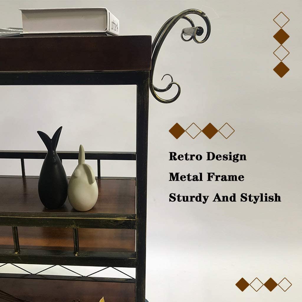 Carrito de vinos de Estilo Vintage para Cocina doméstica. Fácil de Montar. Carrito de Servicio con botellero y Mesa de Almacenamiento. Ideal para hoteles y restaurantes.