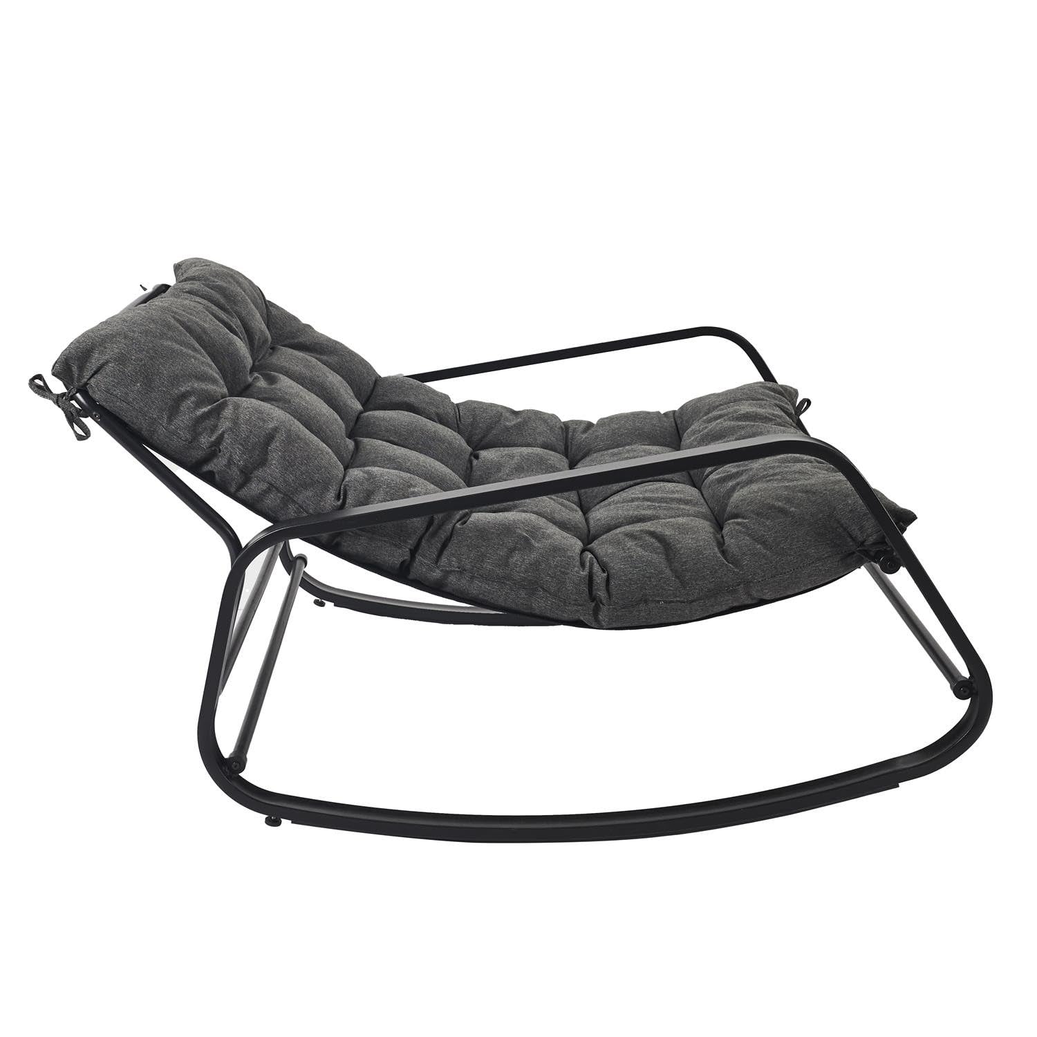 HOME DECO FACTORY - HDO7248 - Fotel Bujany na Zewnątrz - Stylowy i Wygodny - Idealny na Taras lub do Ogrodu - Z Poduszką - Czarny - Standardowy Rozmiar