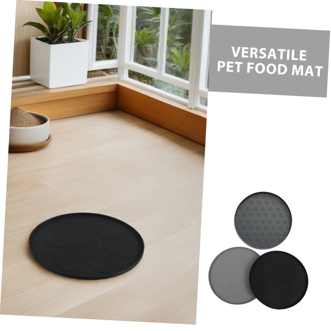 UPKOCH 3stücke Napfunterlage für Hunde und Katzen wasserdichte Futtermatte mit Pfotenabdruckmuster Bissfeste Futtermatte Leicht zu Reinigen Verstauen als Futterunterlage für Kleine