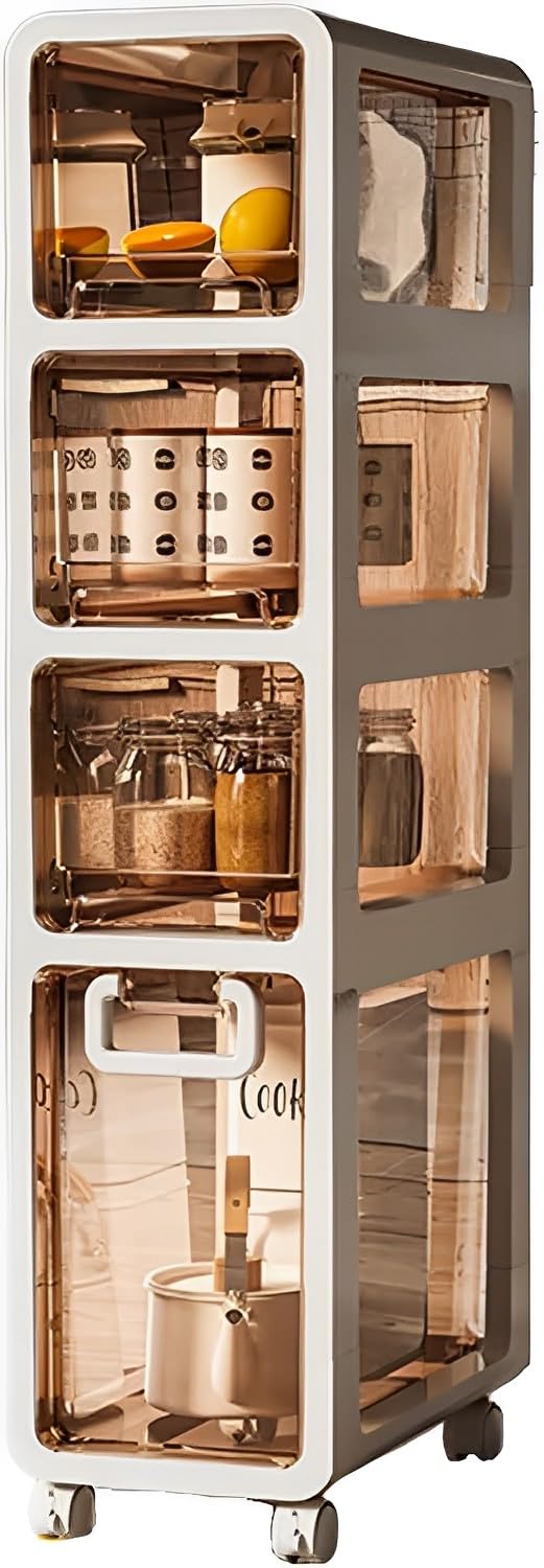 GCCSSBXF Large Capacity Slim Toilet Paper Storage Cabinet With Clear Plastic Drawers - 2/3/4/5 Tier Bathroom Floor Cabinet, Narrow Dresser Tower For Small Spaces And Gaps
