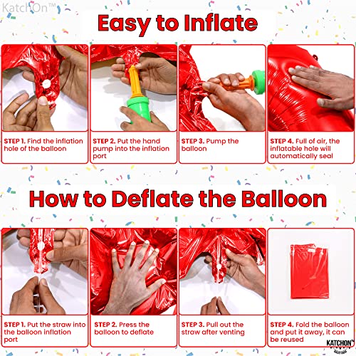 Image of Katchon, 40 Inch Red Number 1 Balloon For 1st Birthday Decorations
