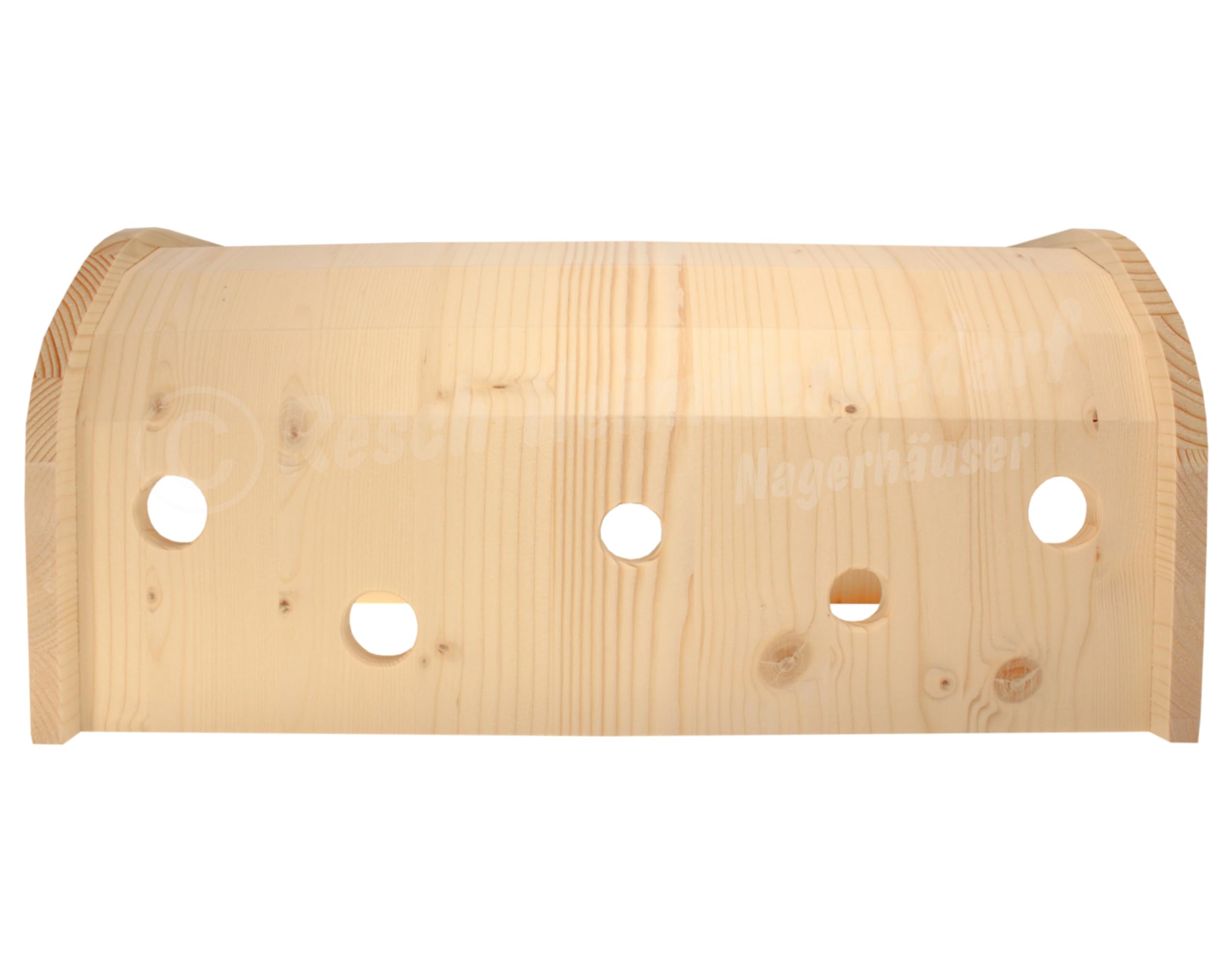 Resch Nr46 Futtertunnel naturbelassenes Massivholz aus Fichte/Mit 3 großen EIN-/ Ausgängen, eine Lochwand und Rundstäben zum stecken oder hängen von Snacks / 38,5 x 18,4 x 23,2 cm (LxHxB)