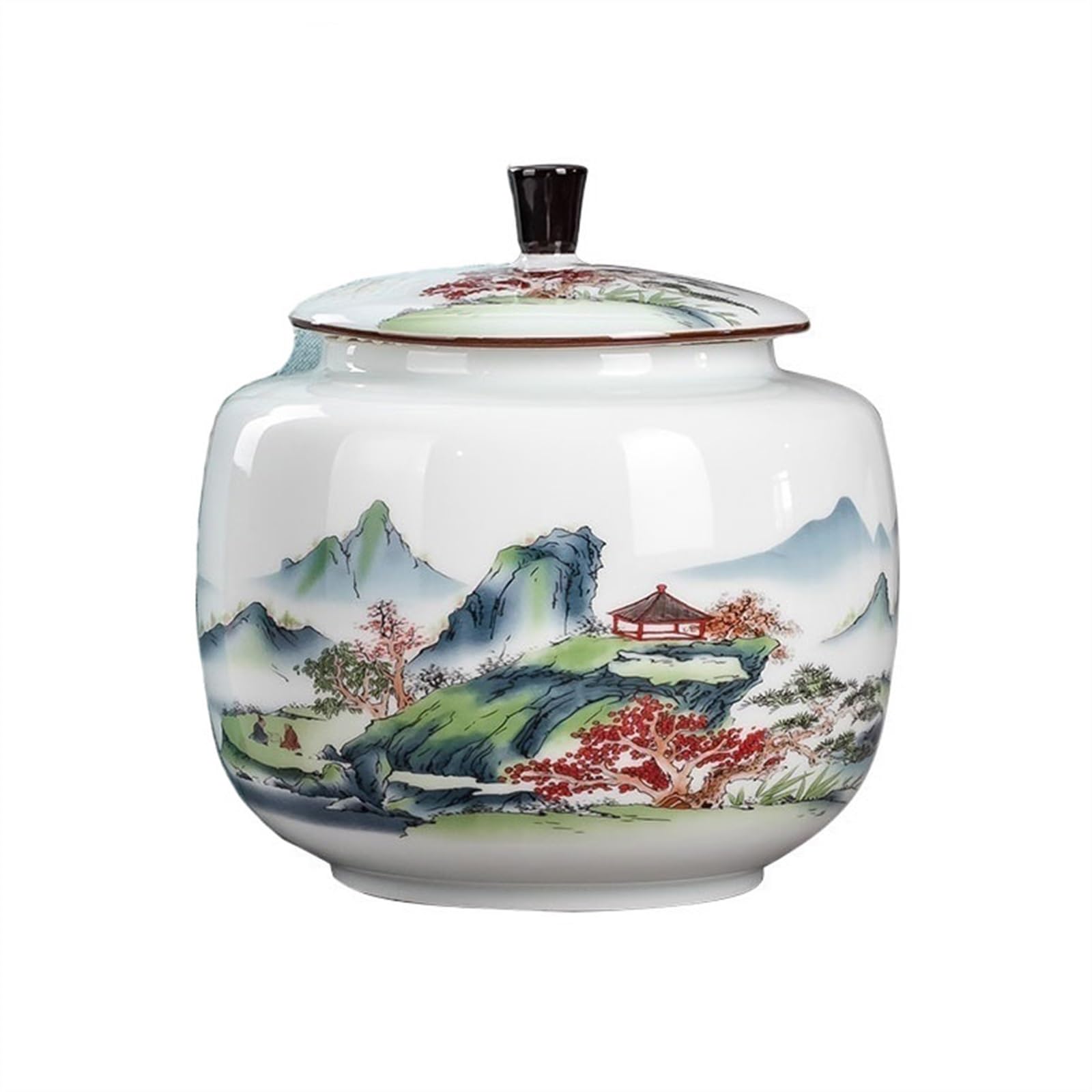 YANG11FAN Painted Landscape Ceramic Canister Packaging Tea Jar Practical