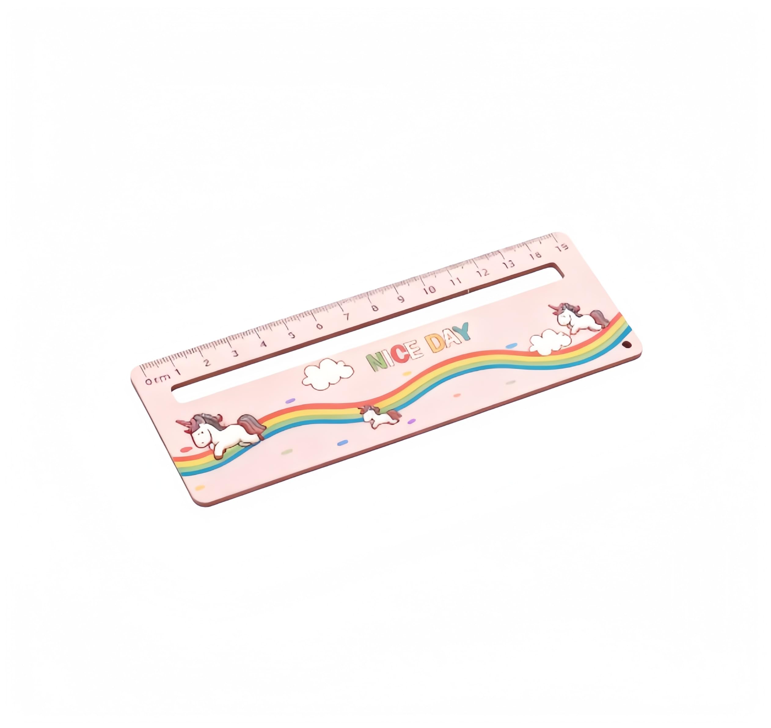 Visnreaen Lesehilfe Kinder 1 Klasse Personalisiert Holz-Holz Lineal Kinder mit Einhorn Motiv – 15 cm Holzlineal mit Namen zur Einschulung 2025/2026