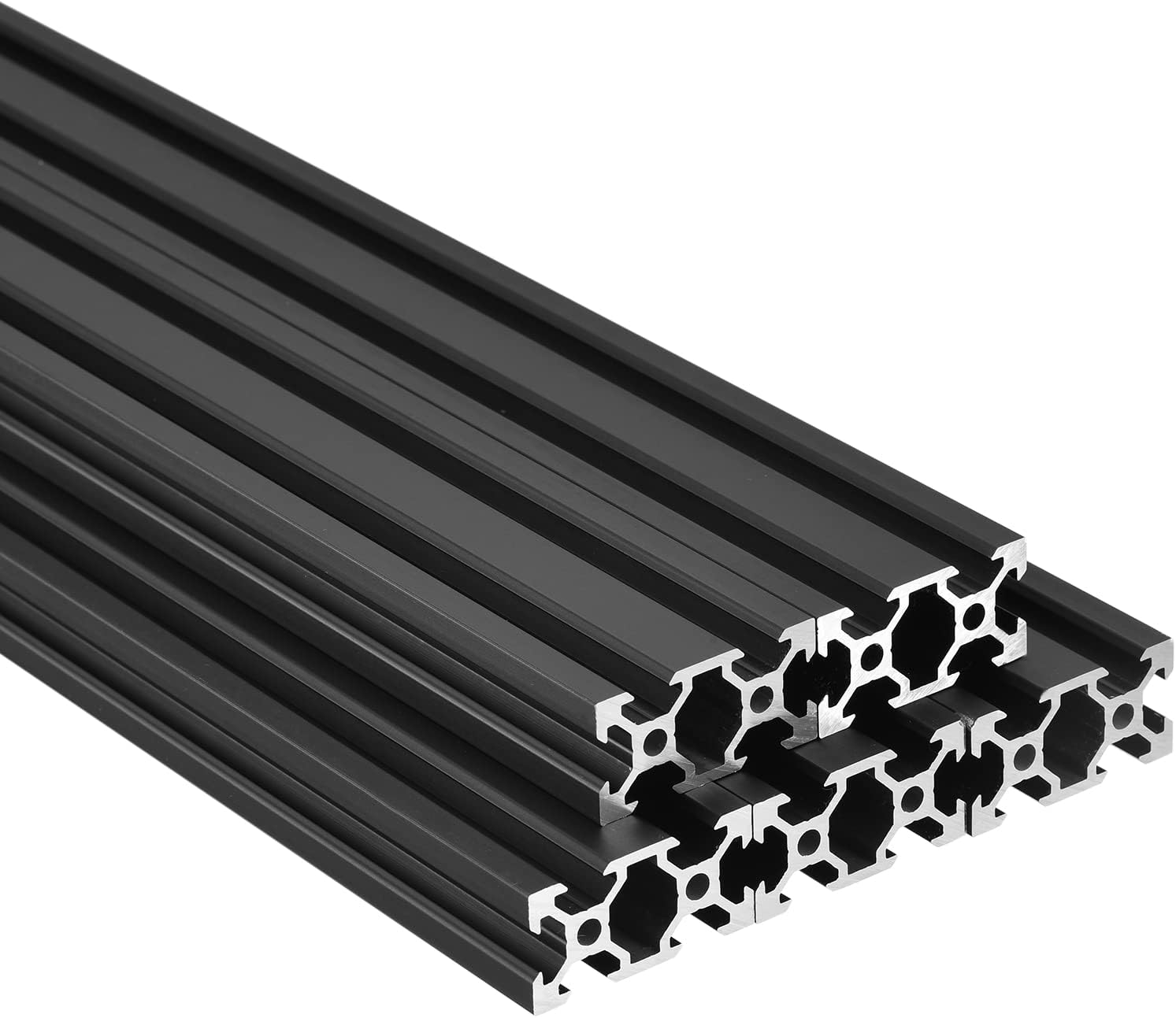 sourcing map 5 Pcs V Slot 2040 Aluminum Extrusion European Standard 1000mm 39 Inch Length Anodized Rail Black for CNC DIY 3D Printer and Industrial