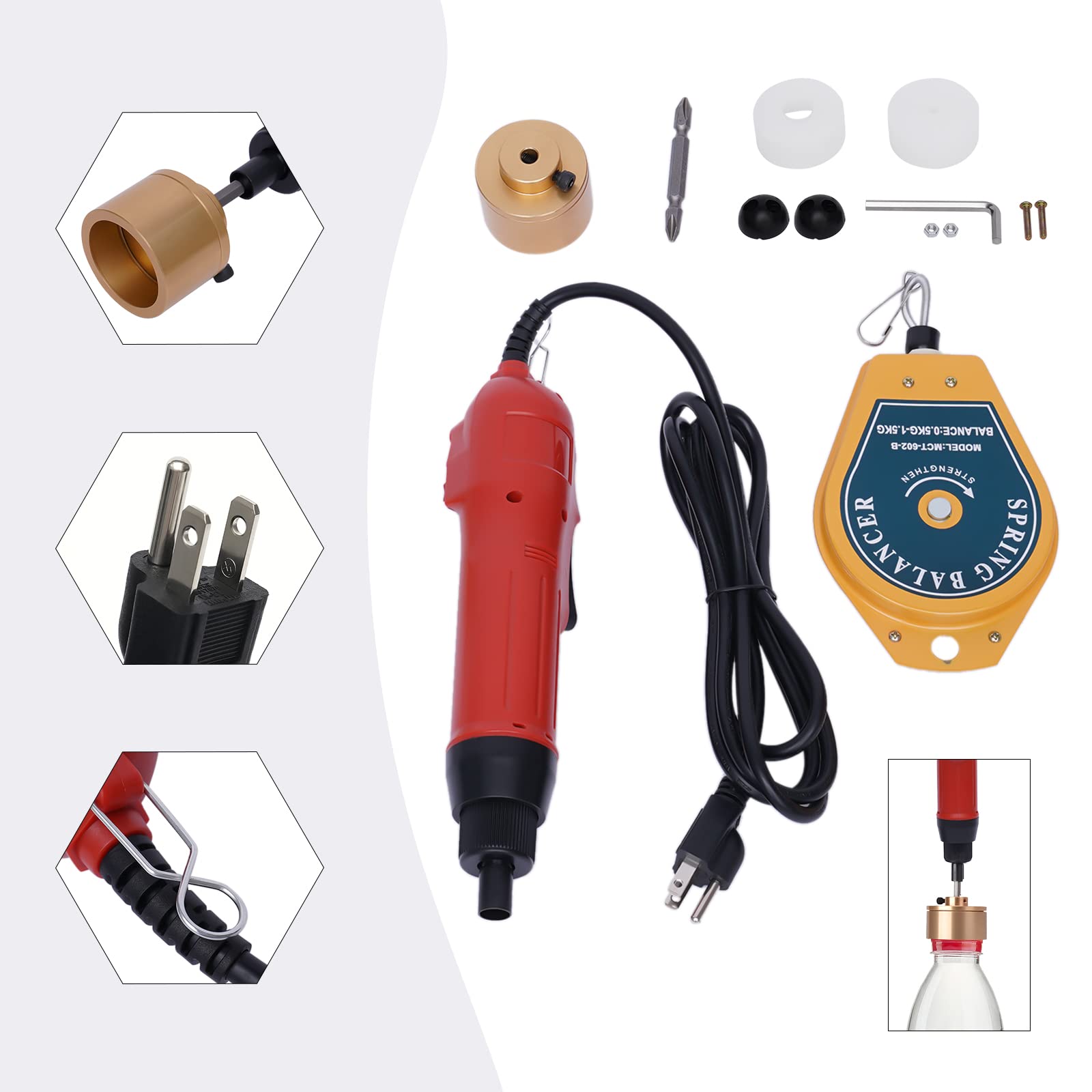 Macchina Elettrica di Sigillatura Rotativa per Bottiglie e Lattine, per Coperchi con Diametro da 10-30 mm