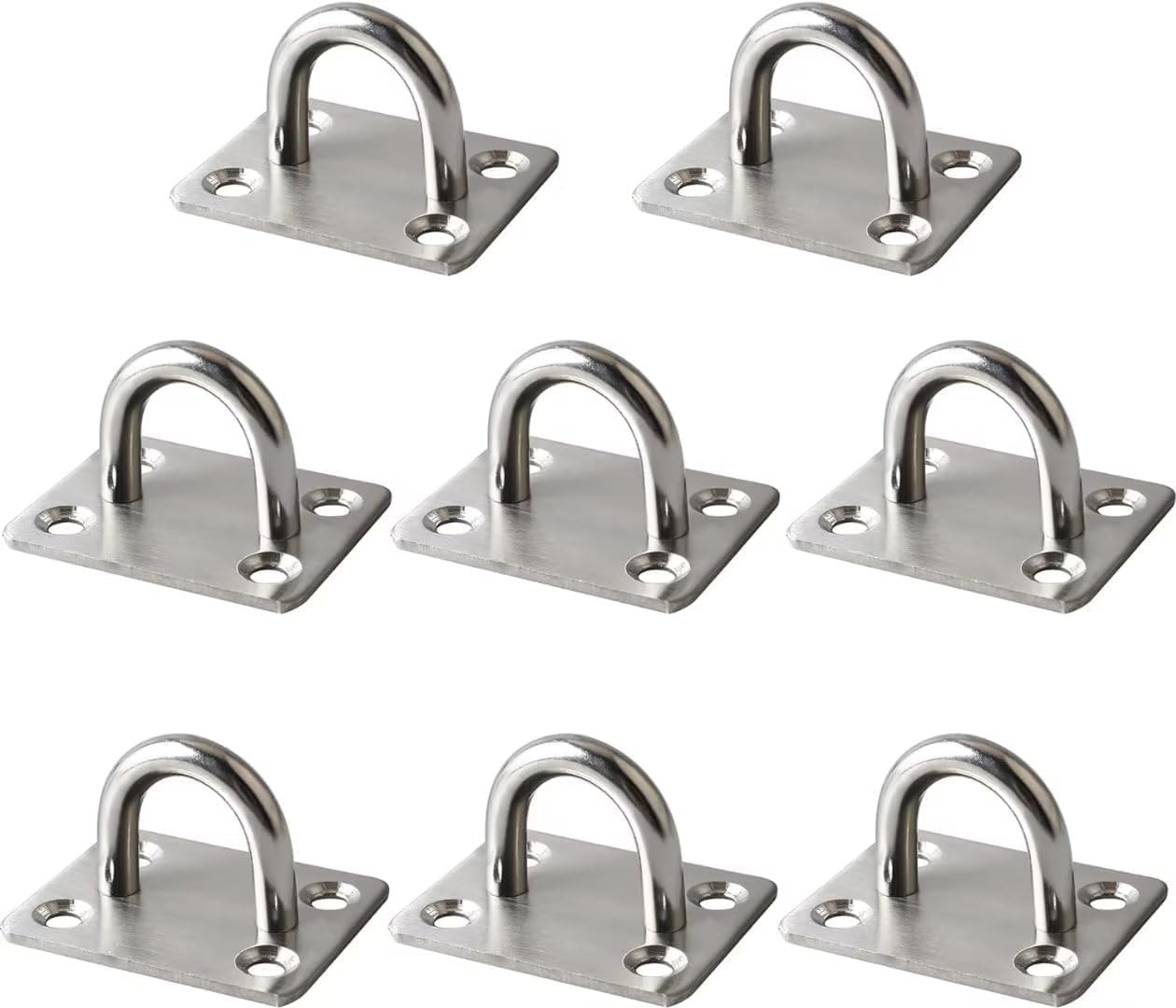 Mooche 8 Stück 304 Edelstahl Deckenhaken Schwerlasthaken, 4.6cm Heavy Duty U Form Klammerring Augplatte Mastplatte Decksplatte Aufhängung mit Geboht