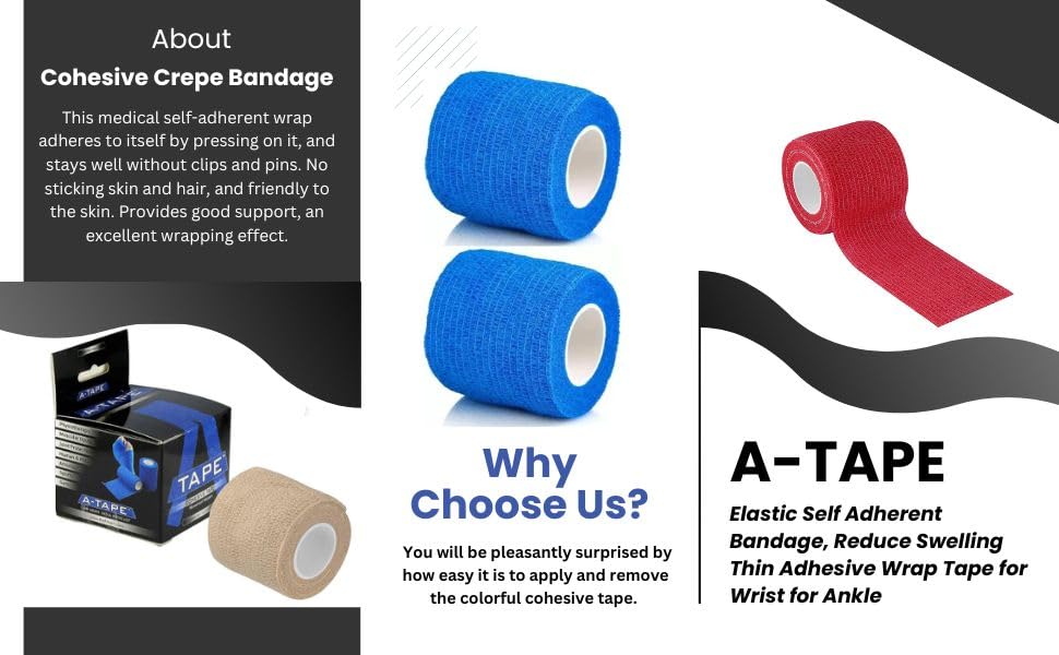Image of A-Tape Breathable Self Adhesive Cohesive Bandage for Humans & Pets (Dogs, Cats, Birds) -Sports, Wrap, Athletic, Non Woven First Aid Medical, Wrist, Swelling (10 cm X 4.5 mtr) (Pack Of 2, Army)