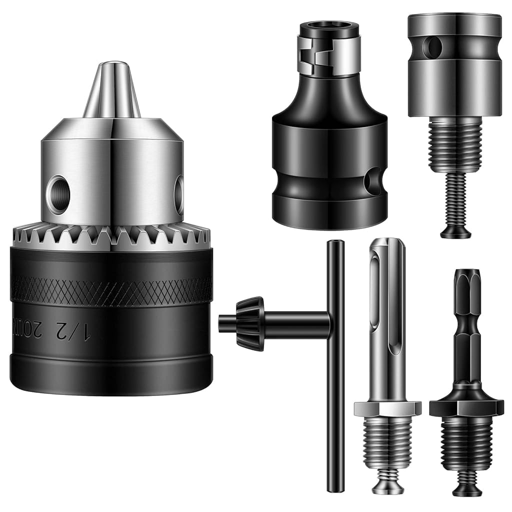 Serplex® 6Pcs Drill Chuck Set with 1.5-13 mm Drill Chuck Converter 1/2-20UNF Mount Impact Driver Bits Chuck Drill Chuck Wrench 1/2" Shank 1/4" Hex Shank 1/2" Socket Adapter (B0D91CTK9D) Amazon Price History, Amazon Price Tracker
