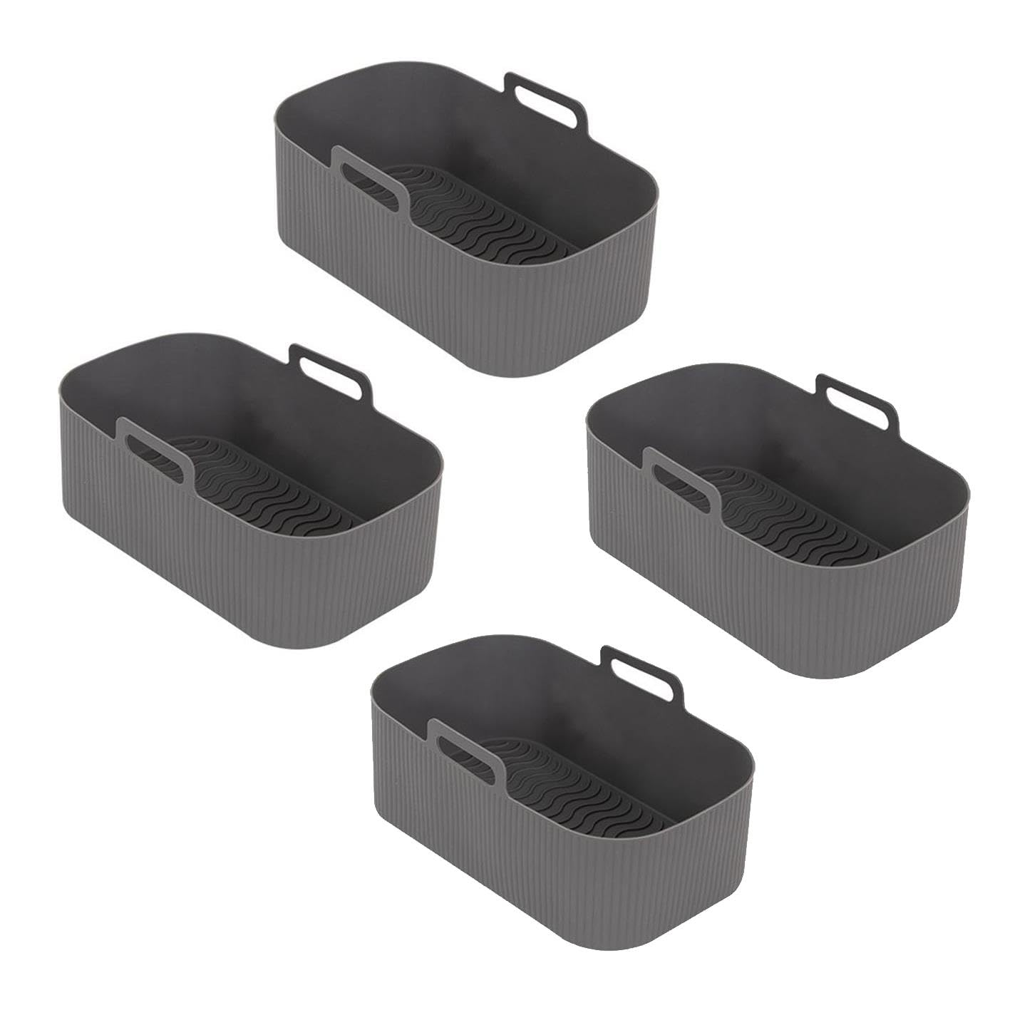 YöL Pack of 4 Rectangle Silicone Air Fryer Liners Easy Clean Cooking Baking Frying Reusable
