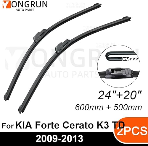 Miniatura 2 de Limpiaparabrisas para automóvil, 2 unidades, 24 + 20 pulgadas, repuesto para KIA Forte Cerato K3 TD 2009-2013, limpiaparabrisas de equipo original,