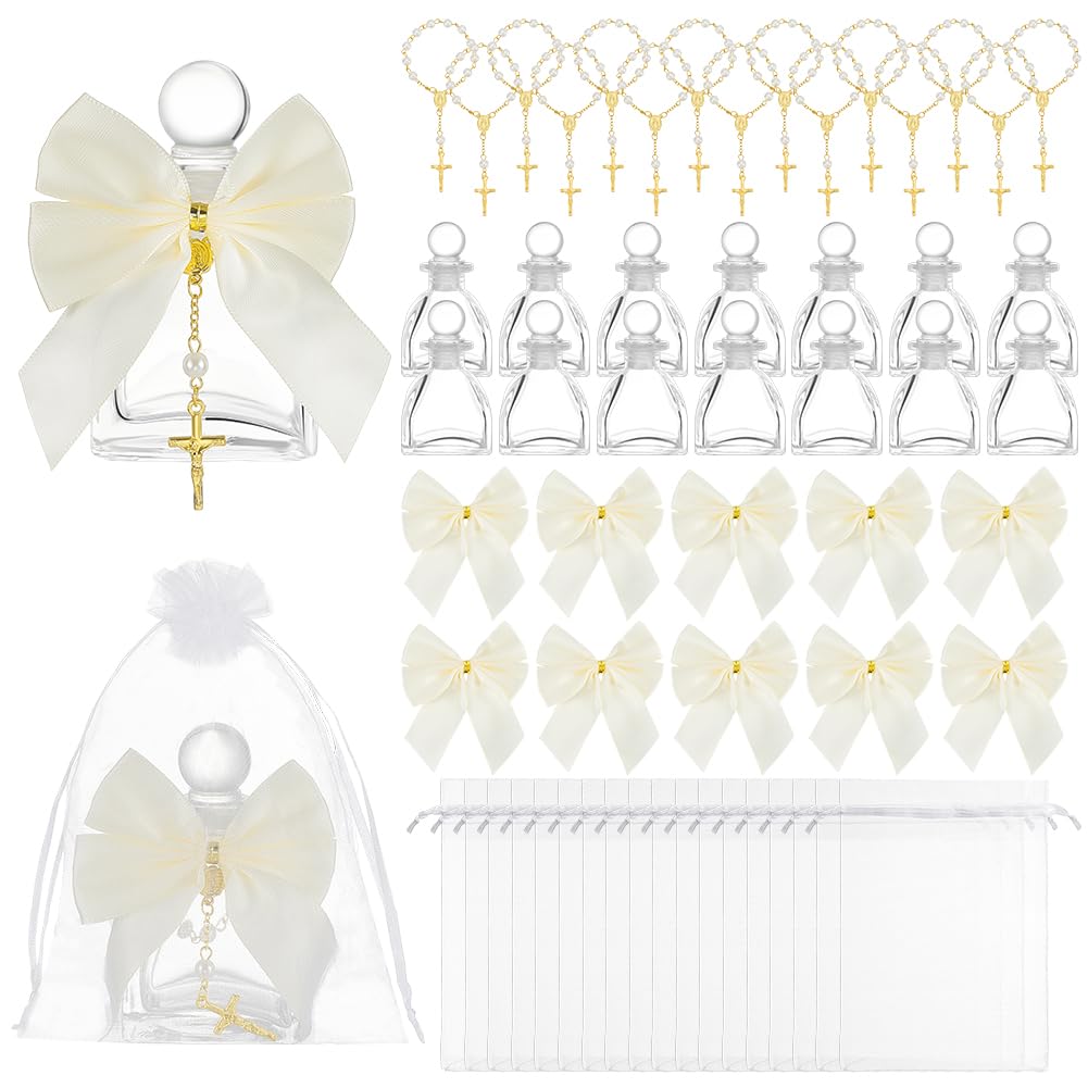 16 Set Heilige Flasche Taufgeschenke Mit Kreuz 50ml Weihwasserbehälter Aus Glas Mit Organzabeutel Taufgeschenke Für Ostern Gäste Geschenke Zur Heiligen Kommunion Kirche Hochzeit