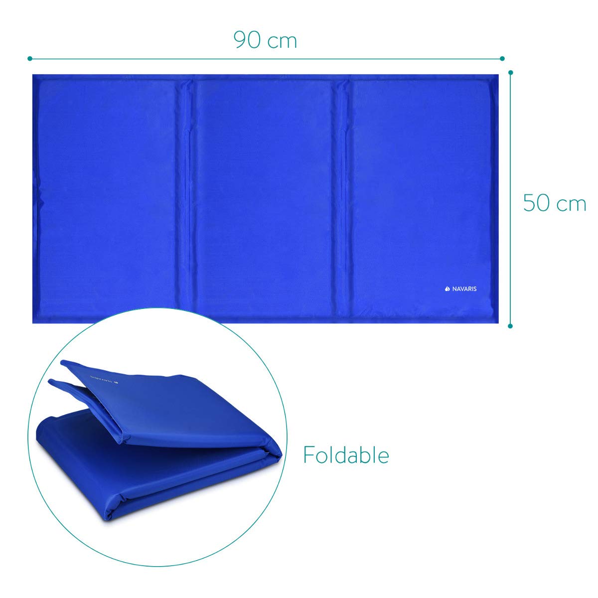 Navaris Tappeto rinfrescante per Cani Gatti - Tappetino refrigerante per Animali per la Regolazione della Temperatura corporea - 50X90cm Blu Scuro
