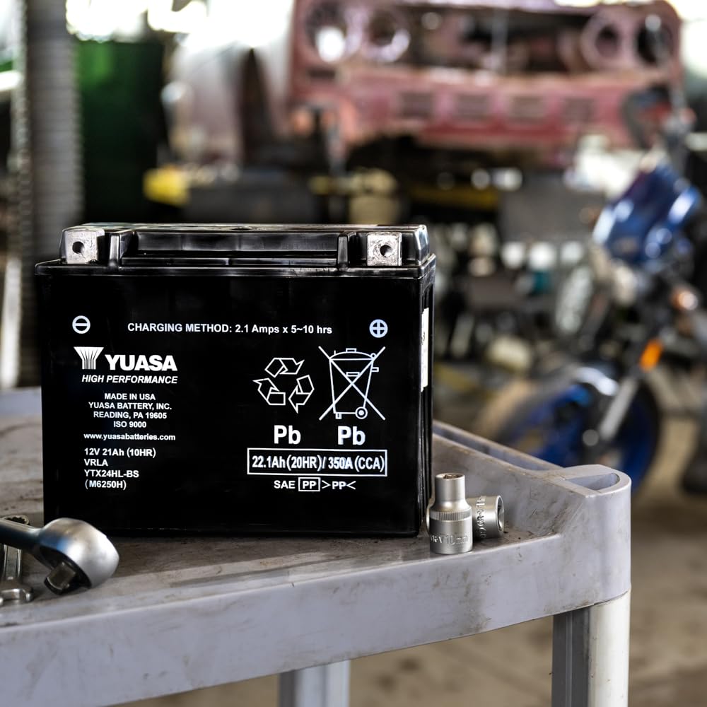 Yuasa YTX24HL Batterie de moto AGM VRLA 12 V 350 CCA haute performance sans entretien