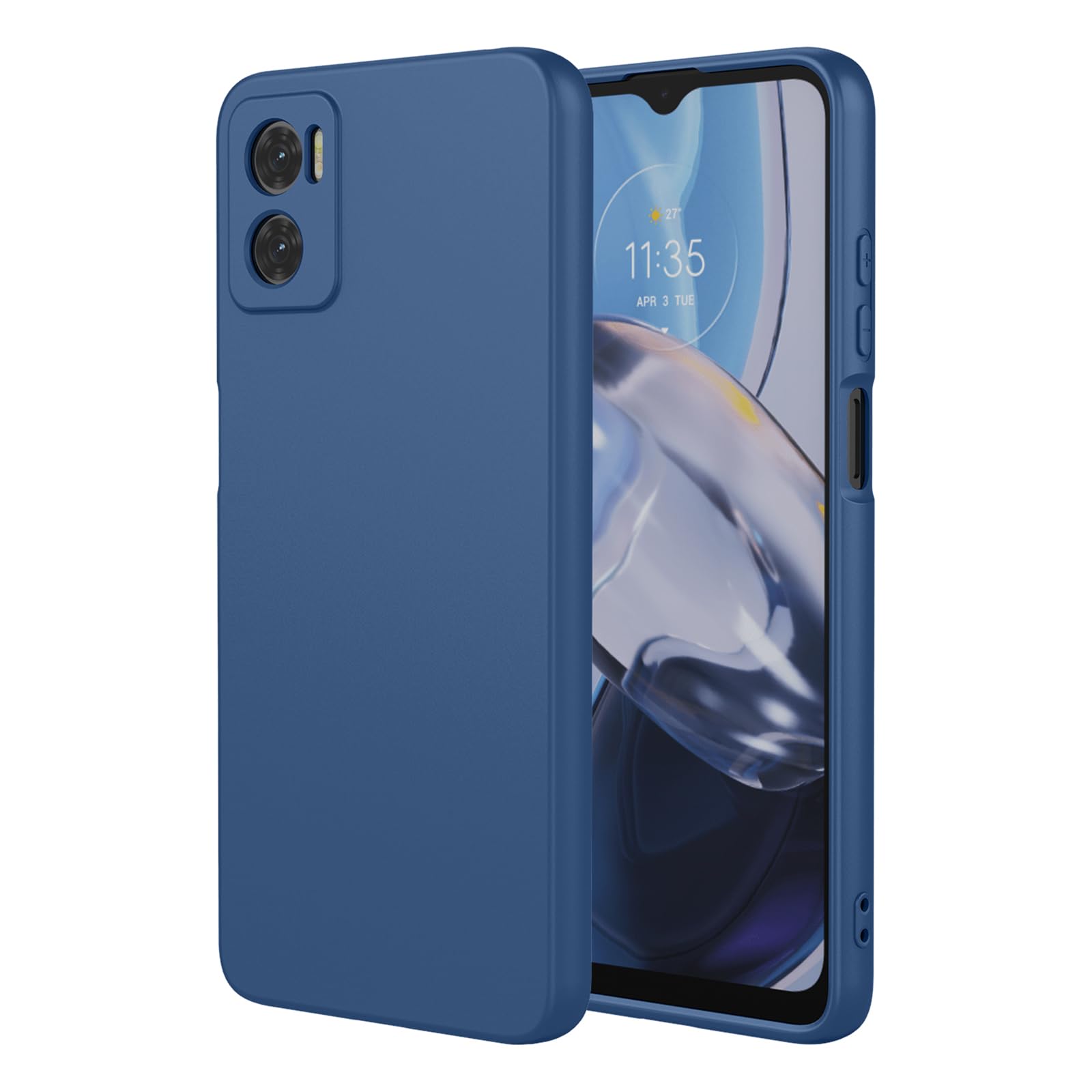 Etui na Motorola Moto E22, miękkie etui ochronne, odporne na wstrząsy, kompleksowa ochrona, niebieskie