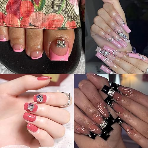 Miniatura 2 de Dijes de uñas de cabeza de gato, 24 piezas 3D de metal plateado con parte trasera plana con diseño de diamante, bonitos suministros de decoración de