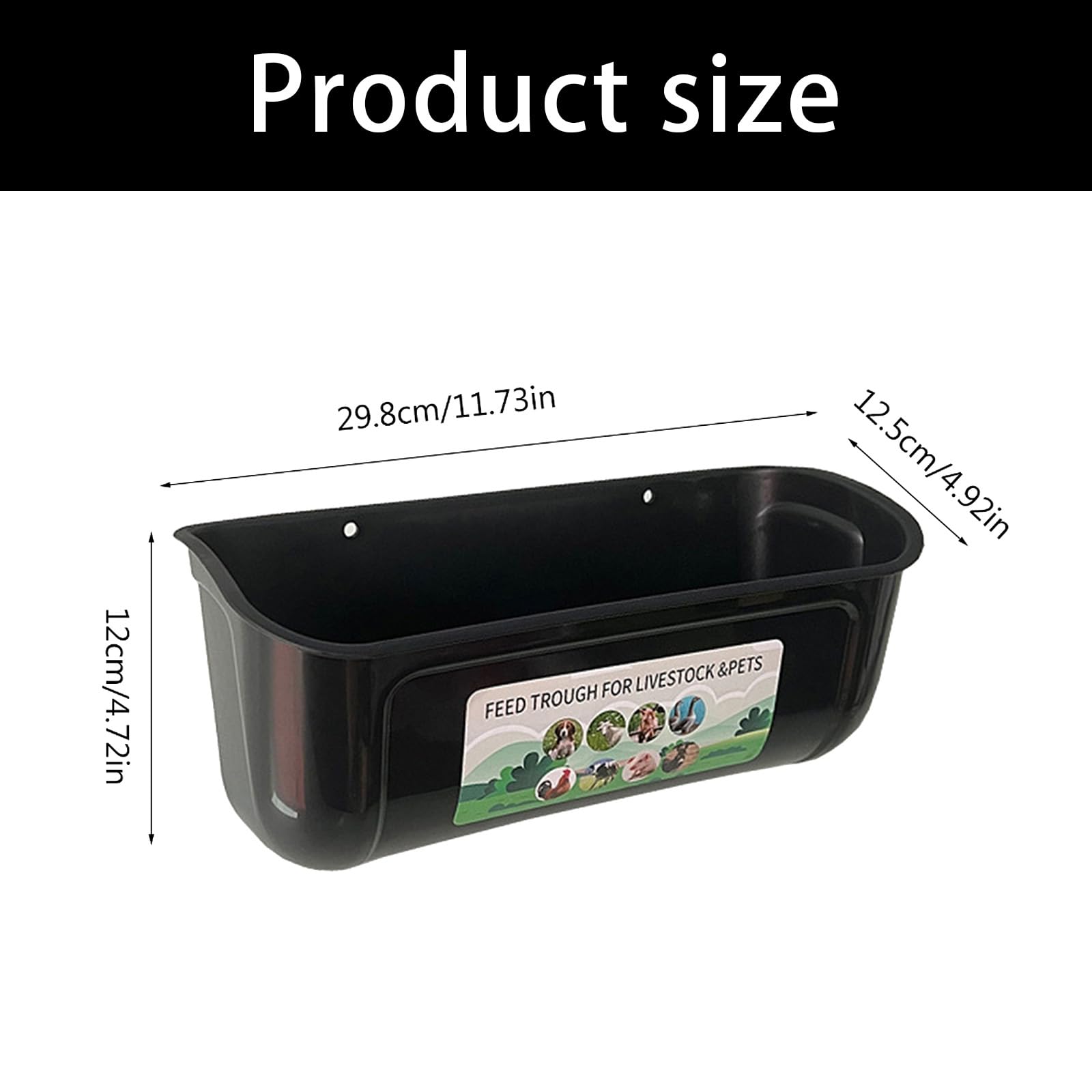 Comedero para aves de corral de ABS negro con clips, bridas para cables para jaula de pollo o comedero de pared para múltiples animales
