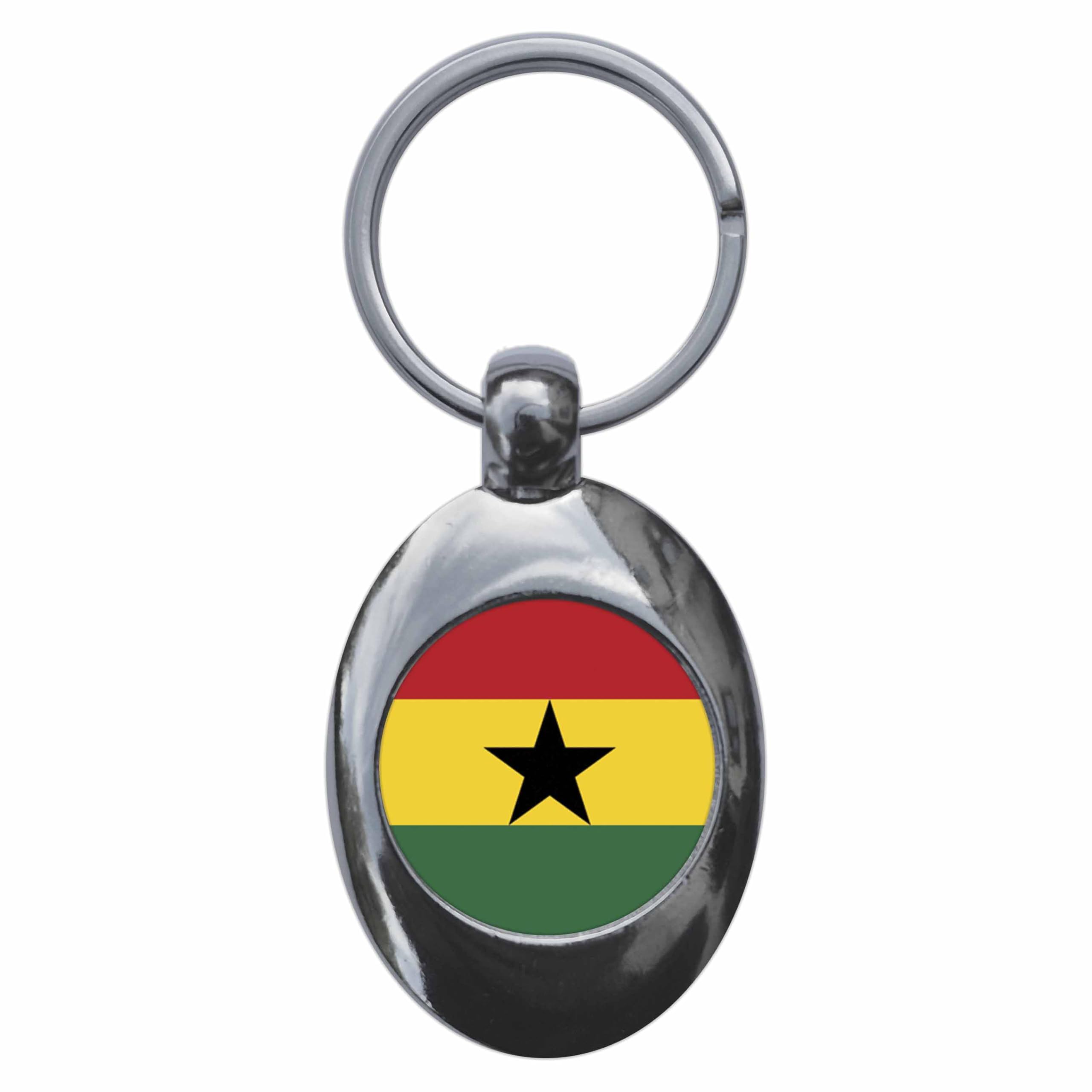 Ozorath Ghana National Flag Keyring Keychain Key Ring Chain With Trolley Coin