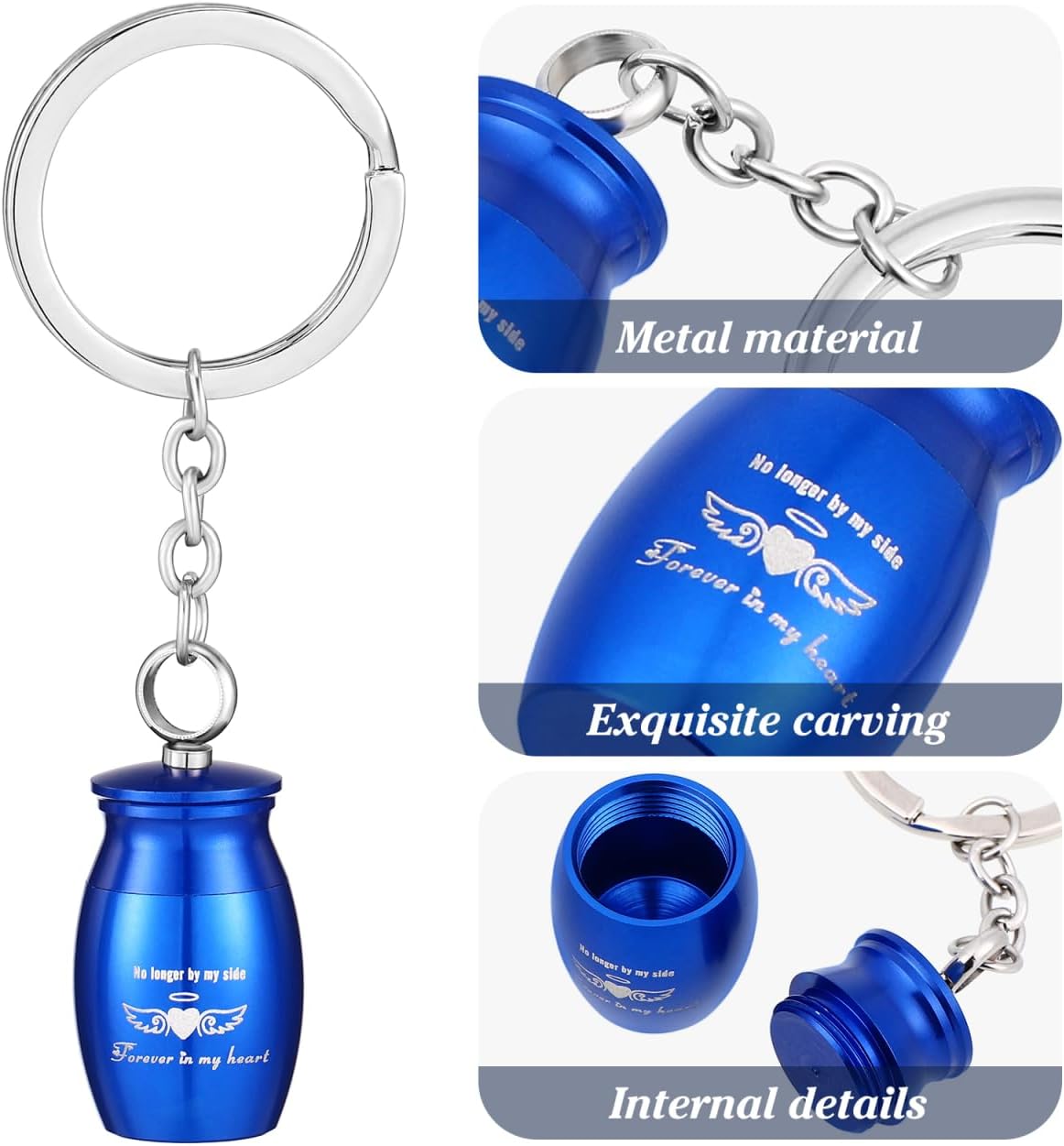 Mini Urns for Ashes Keychain Urn Keepsake Metal Small Memorial Ashes Holder for Human Ashes My Dad My Angel 0.98inch Blue