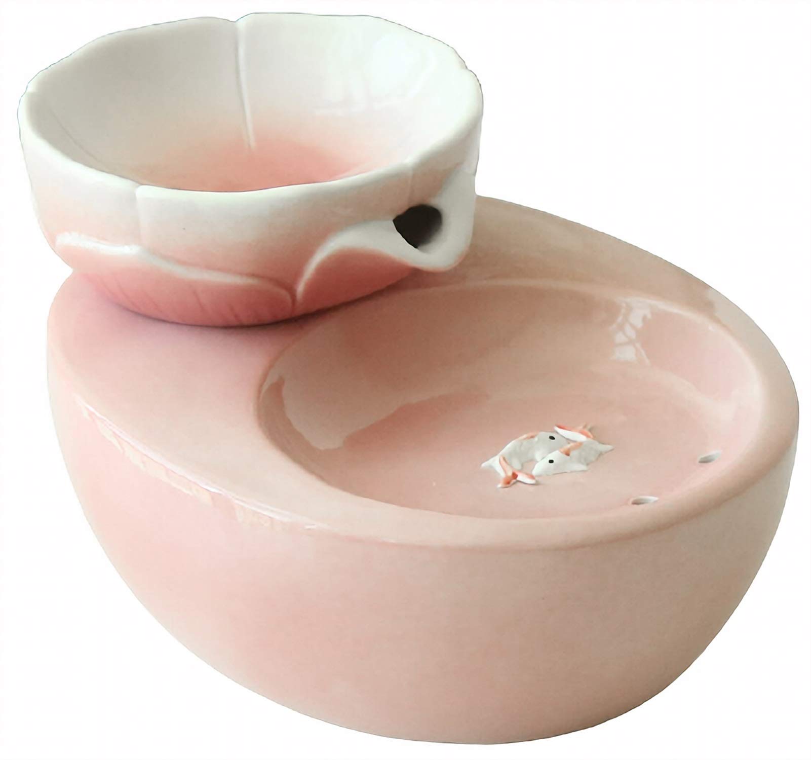 Fuente de Agua Automática para Gatos 2 en 1 para Beber y Comer, Bebederos para Gatos de Agua para Gatos de Cerámica con Filtros y Voltaje De Seguridad USB 5V, 1.5L (Color : Pink)
