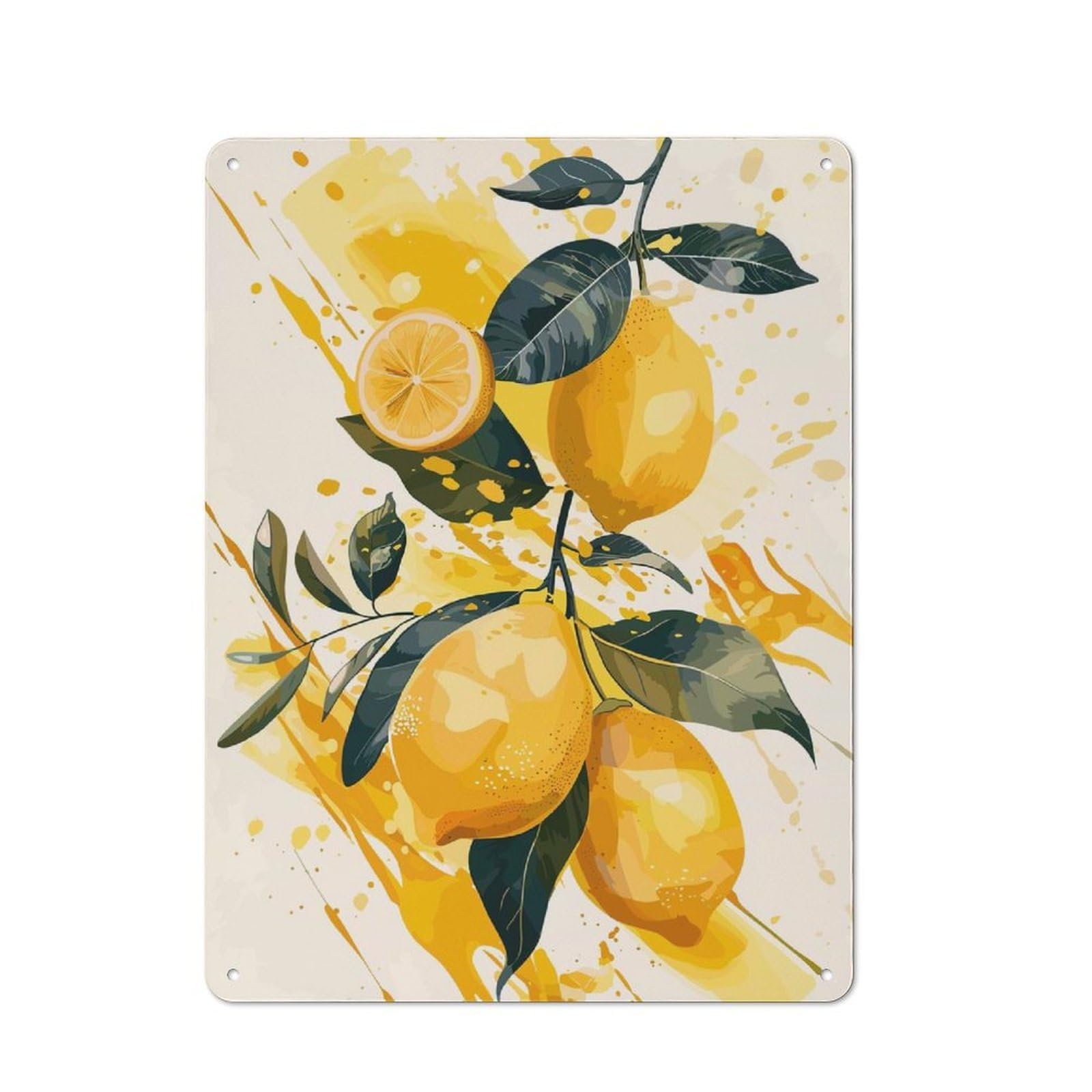 Junmoney Lemons And Splashes Metal Wall Sign 40X30cm Featuring For Living Room Wall, For Decorating Living Rooms And Feature Walls