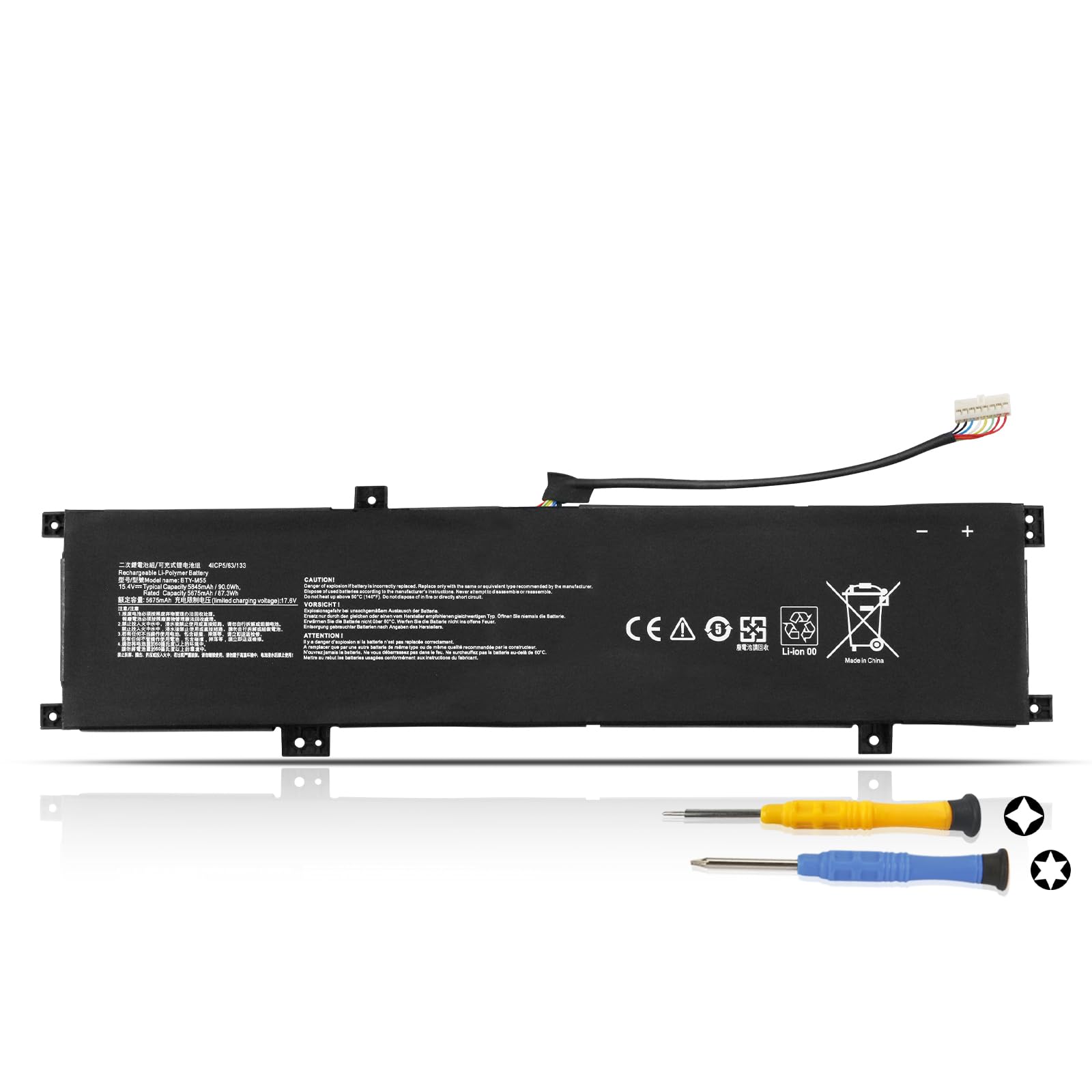 K KYUER 90Wh BTY-M55 Batería para MSI Alpha 15 17 B5EEK Pulse 15 B13VFK B13VGK Pulse GL66 GL76 12UGK 12UGSZOK 12UGSZK 12UGOK Crosshair 15 17 B12UGZ B12UGZO B12UGSZ B12UGSZO Crosshair 15 R6E B12UGZ