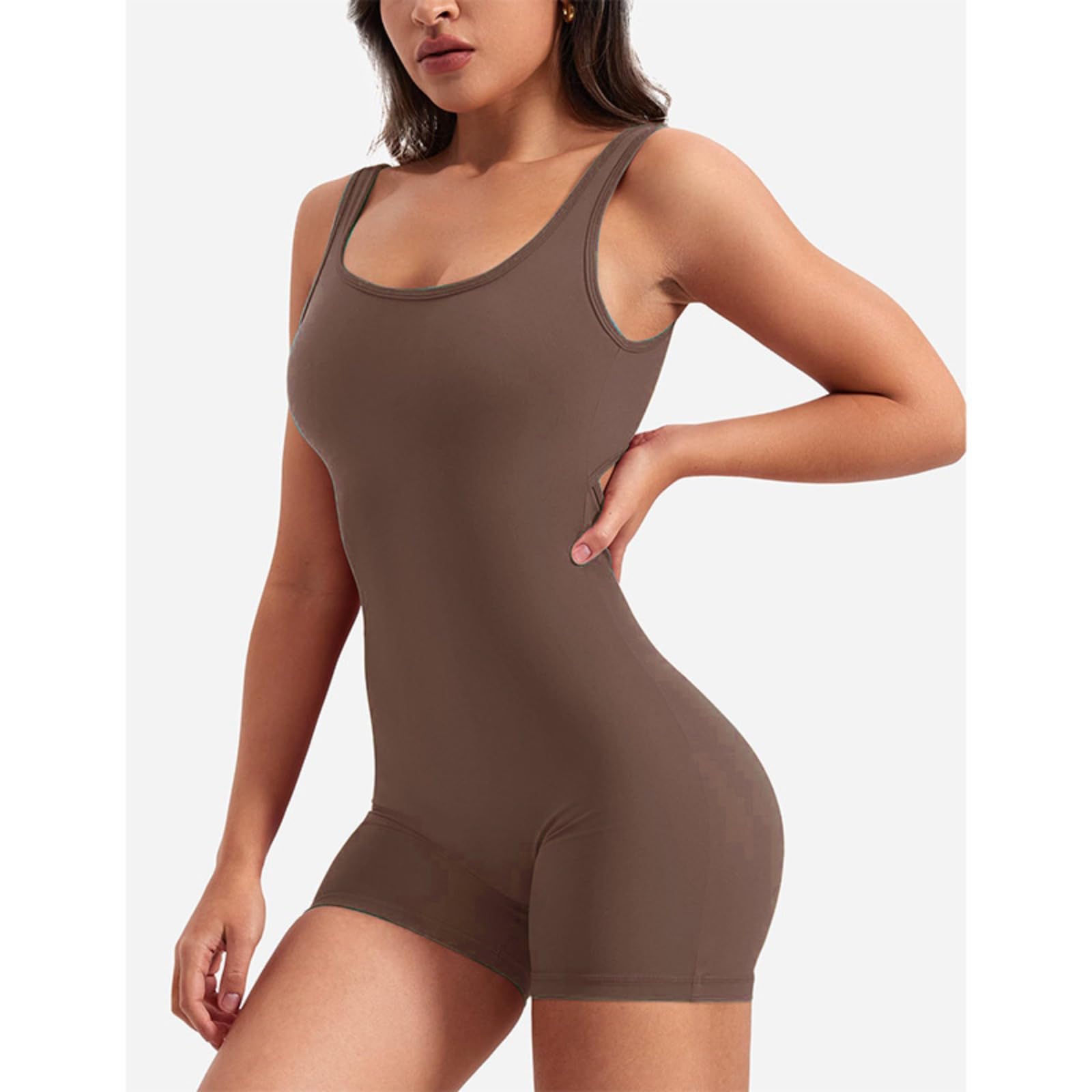 Lizvette - Overol de entrenamiento de una pieza para mujer, con espalda en V, sin mangas, con control de abdomen y espalda descubierta, ropa deportiva — view 3