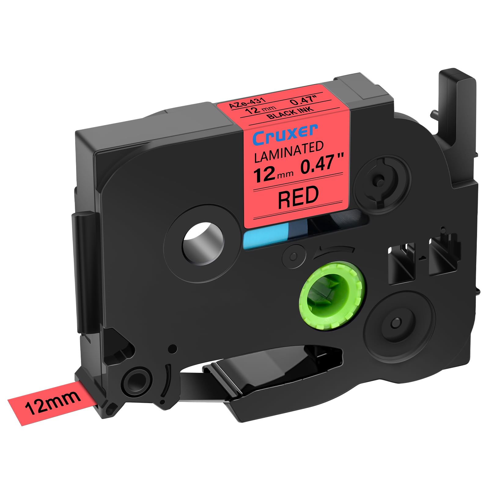 Cruxer 20er-Pack Kompatibel mit P-touch TZe-431 TZe431 12 mm Laminiertes Etikettenband, Schwarz auf Rot, Ersatz für Ptouch PT-H110 H100 H105 P300BT E110 D200 D210 D400 1230PC H200 Etikettendrucker