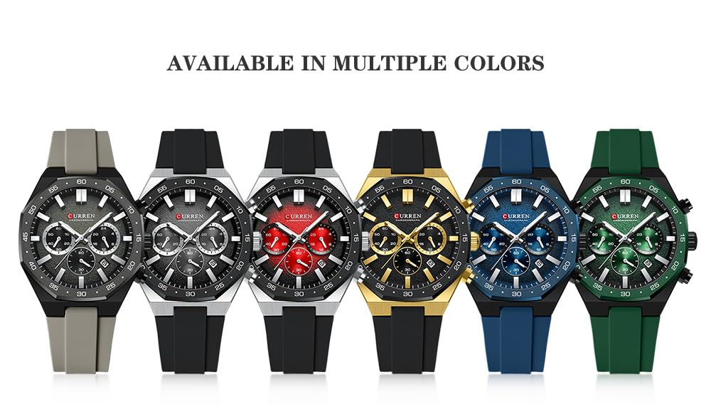 FANMIS Montre de sport militaire pour homme - Étanche - Chronographe - 43 mm - Grand cadran - Classique - Style décontracté - Bracelet en silicone