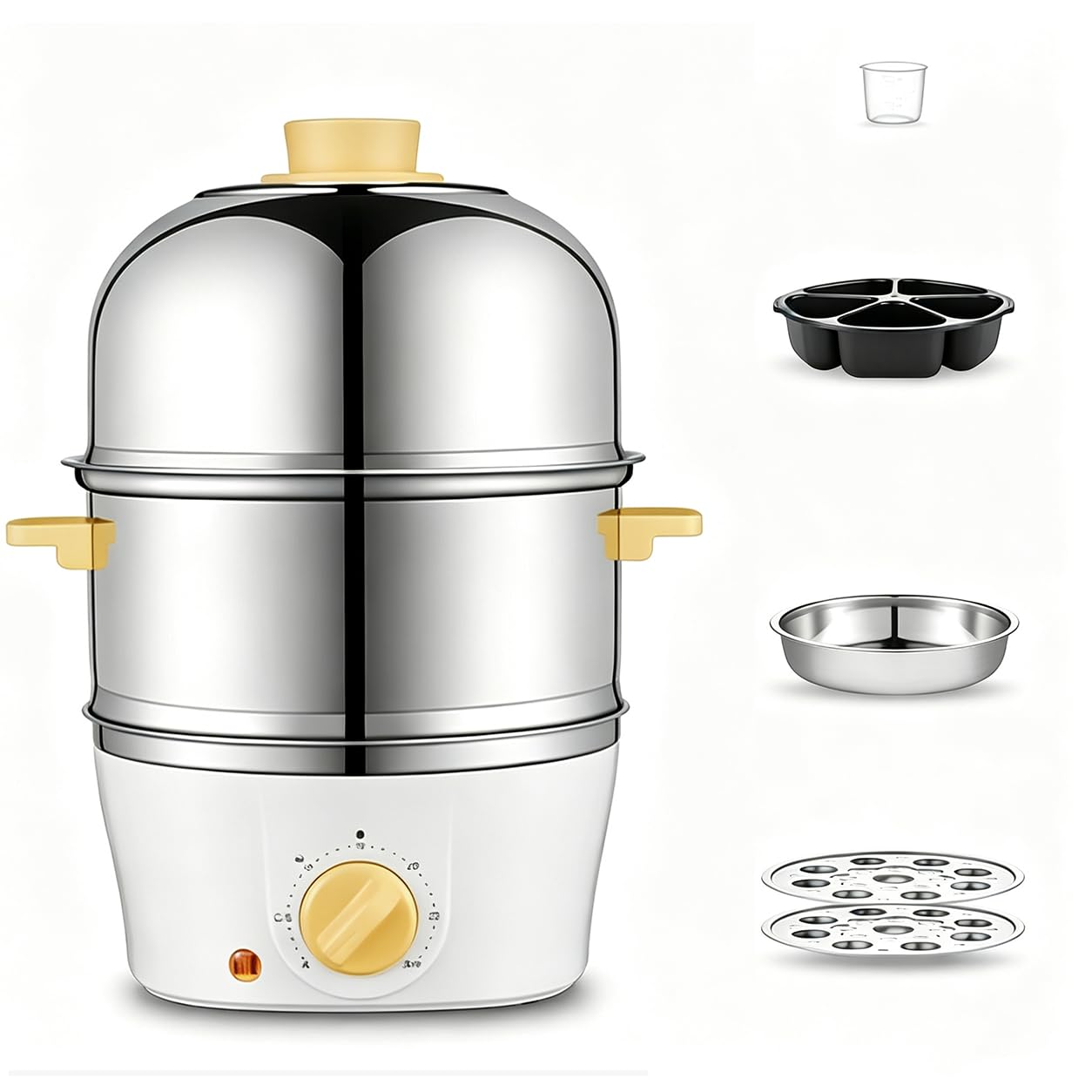Cocedor de Huevos, Vaporeras de Doble Capa de 350 W con Temporizador