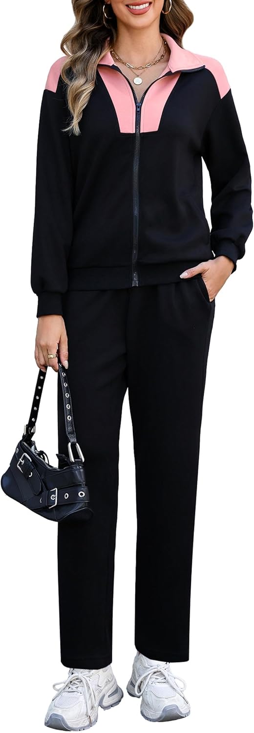 Totatuit Sweatsuits for Women 2 Piece Lounge Outfits Sweatshirt Wide Leg Sweatpant Tracksuit Matching Set - Image 2