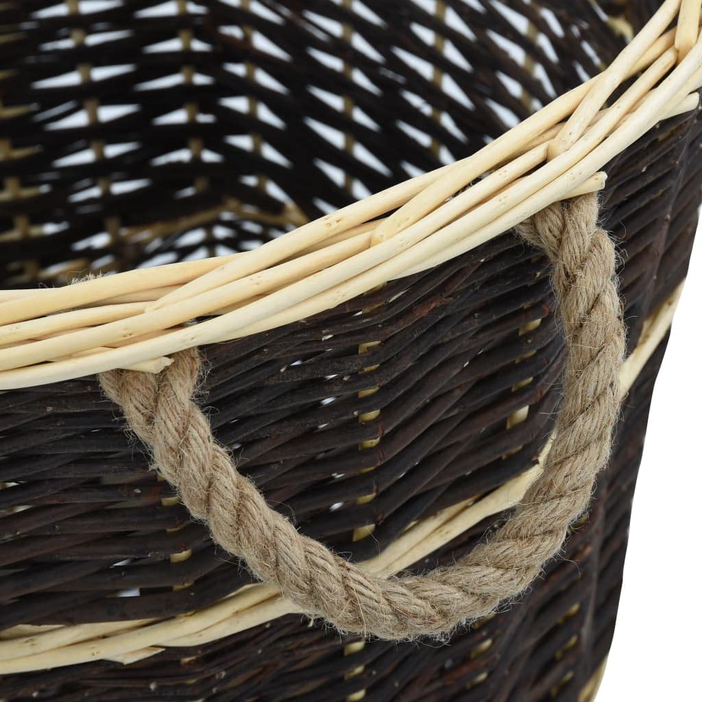 Mangloder Holzkorb aus Naturweide mit Trageriemen 57 x 51 x 69 cm braun für Brennholz Feuerholz Halter Aufbewahrung Lagerung Kamin Ofen Garten und Terrasse