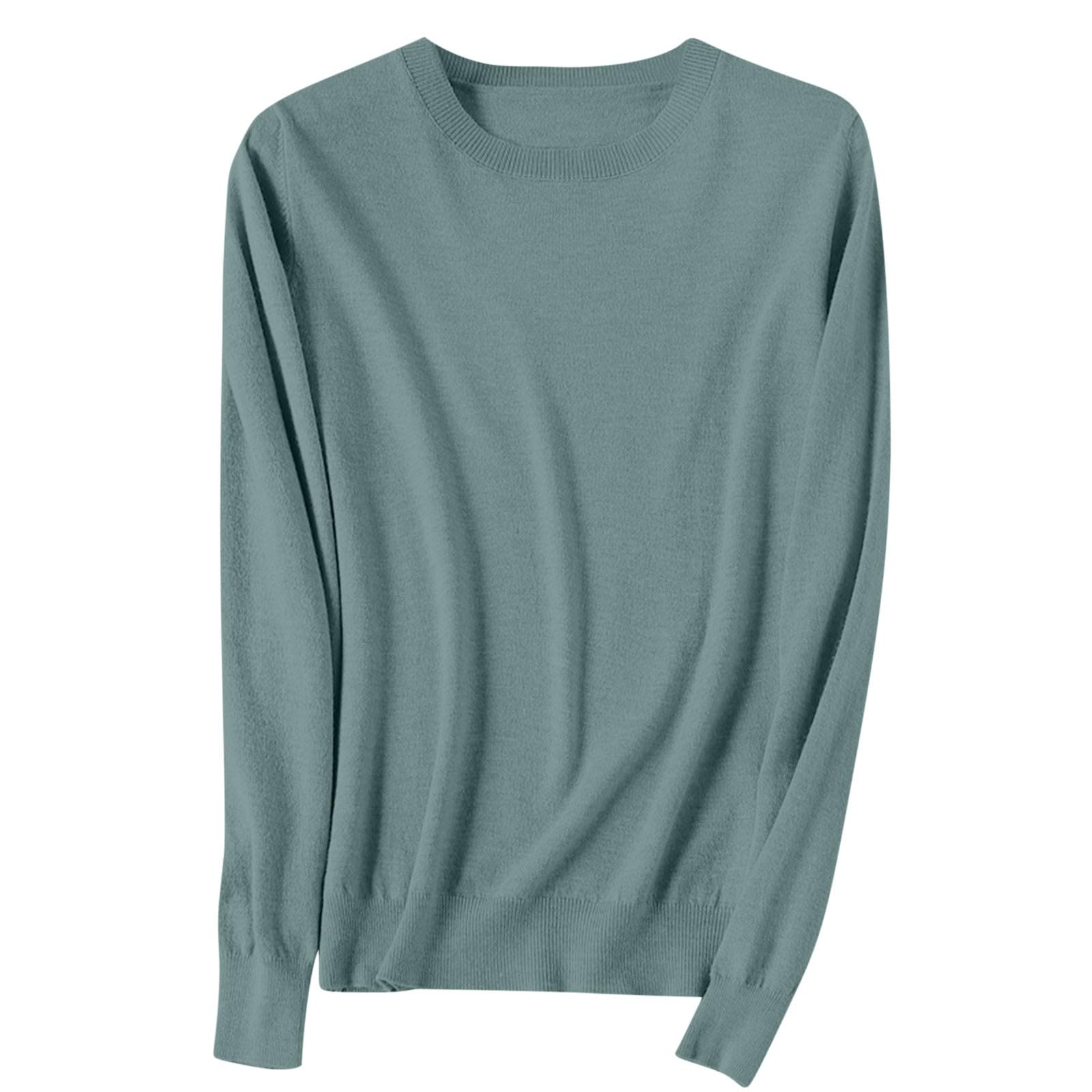 Cashmere Sweaters for Women Plus Size Ladies Crew Neck Wool Blend Jumpers Casual Basic Long Sleeve Pullover Sweater Tops Classic-Fit Blouse Knitwear Thick Loose Casual Jumpers Autumn Winter Outfits