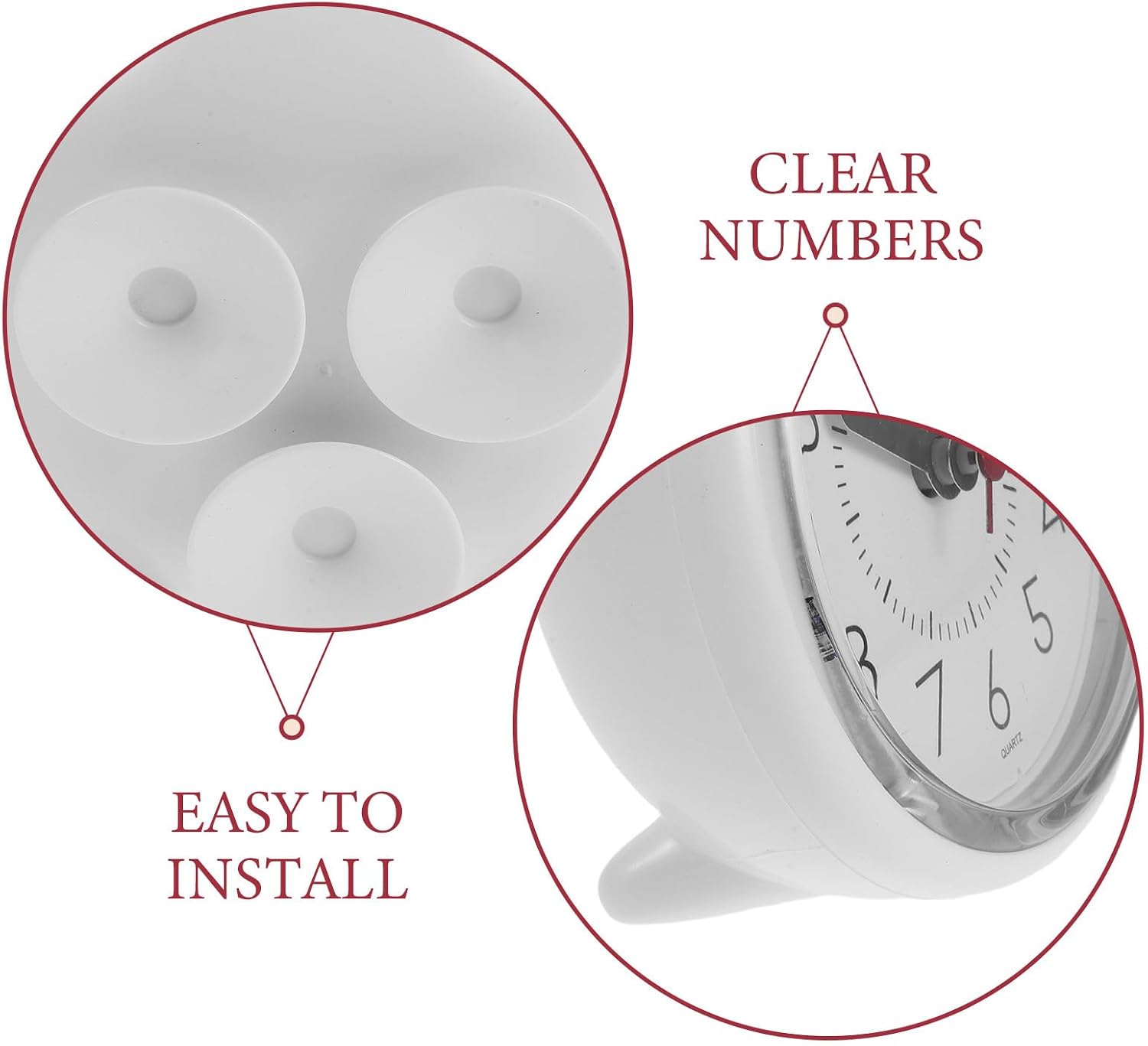 Shower Clock Waterproof with Suction Cup - 4.1in Round Timepiece - Silent Shower Wall Clock for Bathroom Mirror Kitchen Poolside - Not Included Battery