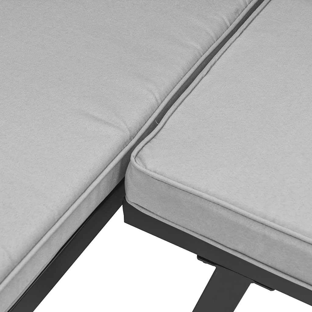 Taboret ogrodowy z poduszką, czarny, odporna na warunki atmosferyczne, malowana proszkowo, z regulacją wysokości, wyściełana, zajmuje mało miejsca, na taras, balkon, do ogrodu, na basen, na