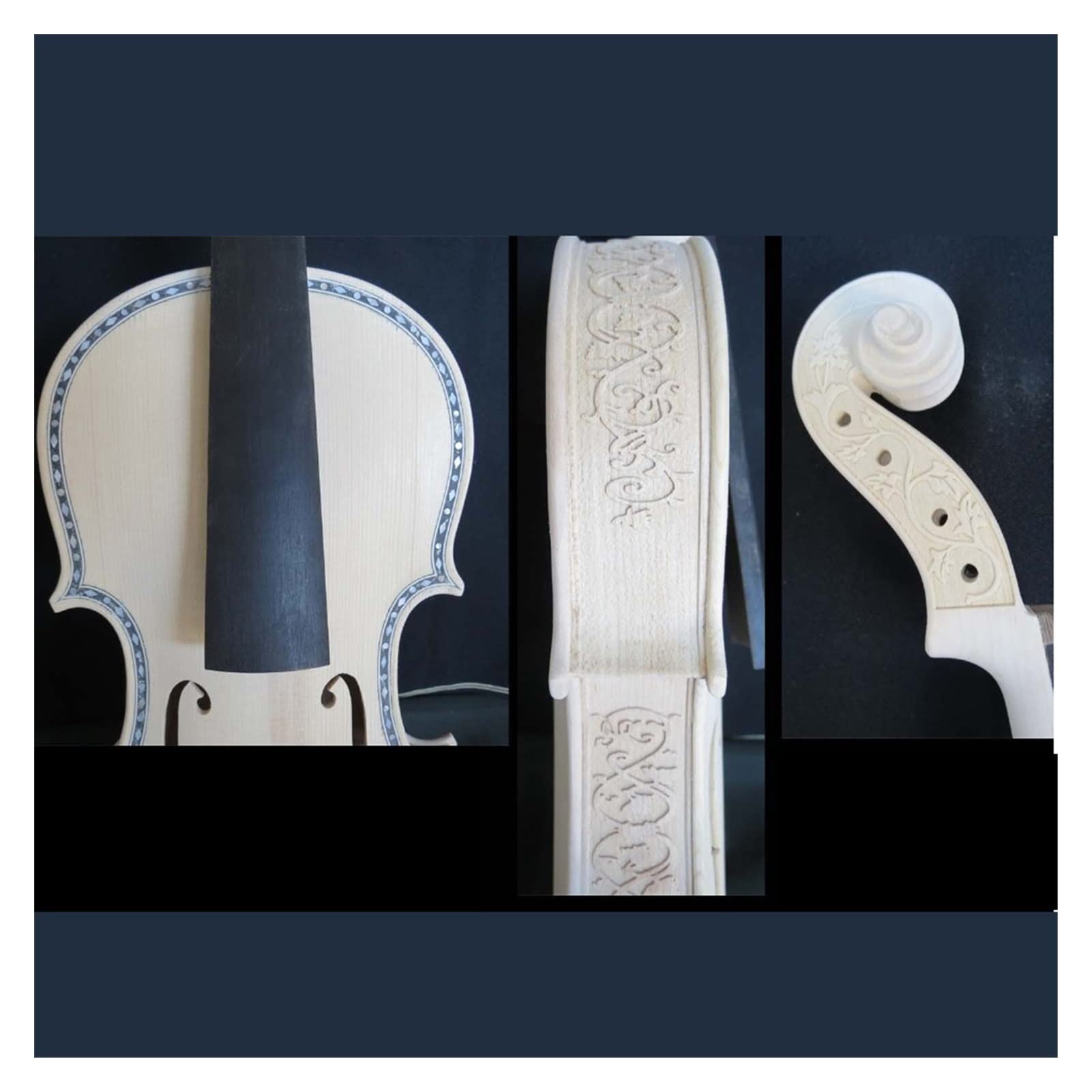 Violino Violino Incompiuto 4/4, Intarsio Superiore E Posteriore, Costola Scolpita E Collo # 10537 4 Strumenti Di Corda Violino Violino