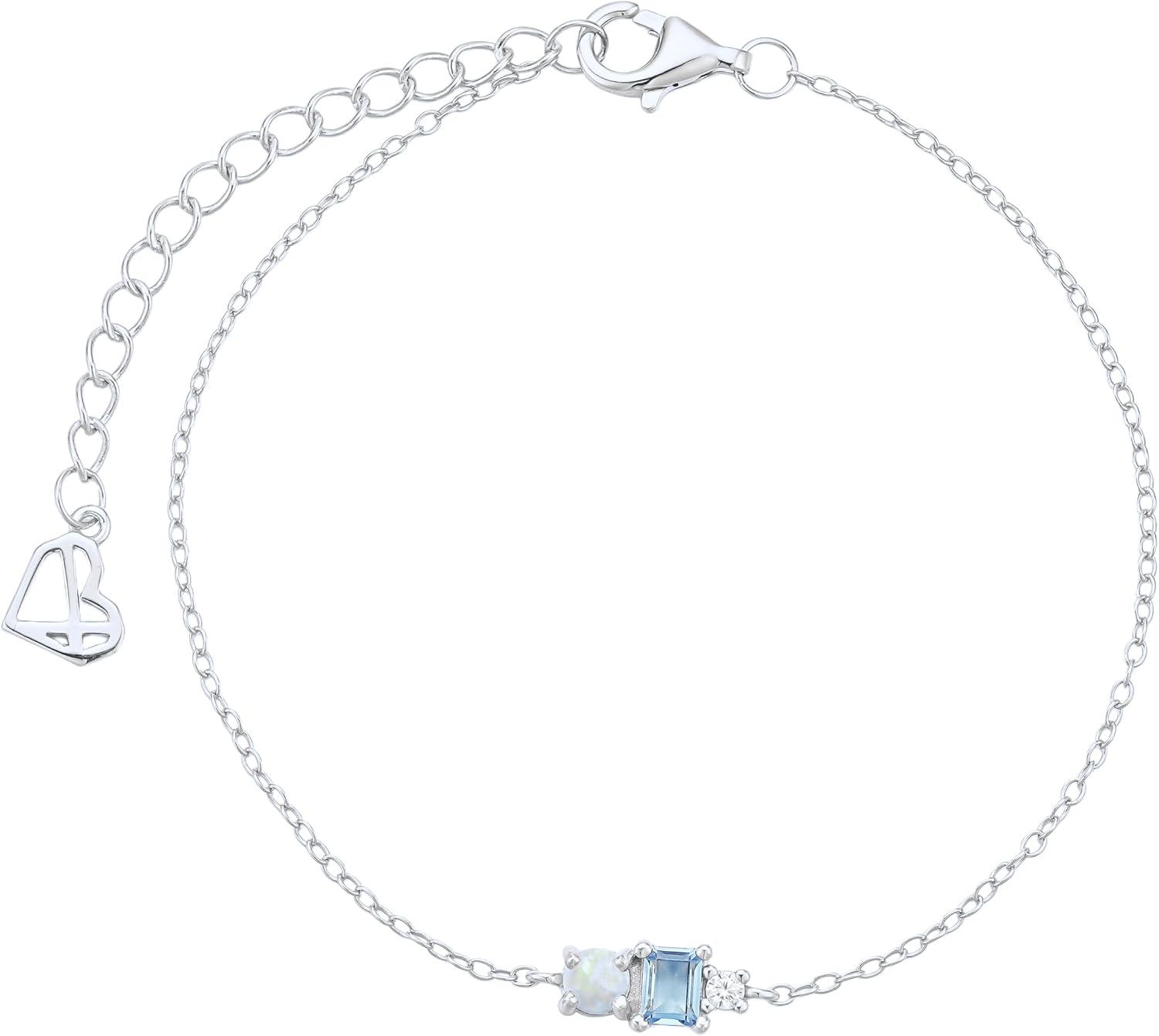 CAITLYNMINIMALIST 18K Gold Sterling Silver Dainty Adjustable Gemstone Stackable Trendy Charm Chain Bracelet for Women Gift for Her