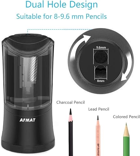 Miniatura 3 de AFMAT Sacapuntas de punta larga, sacapuntas de arte recargable para lápices grandes de 0.236 a 0.315 pulgadas, borrador eléctrico recargable para