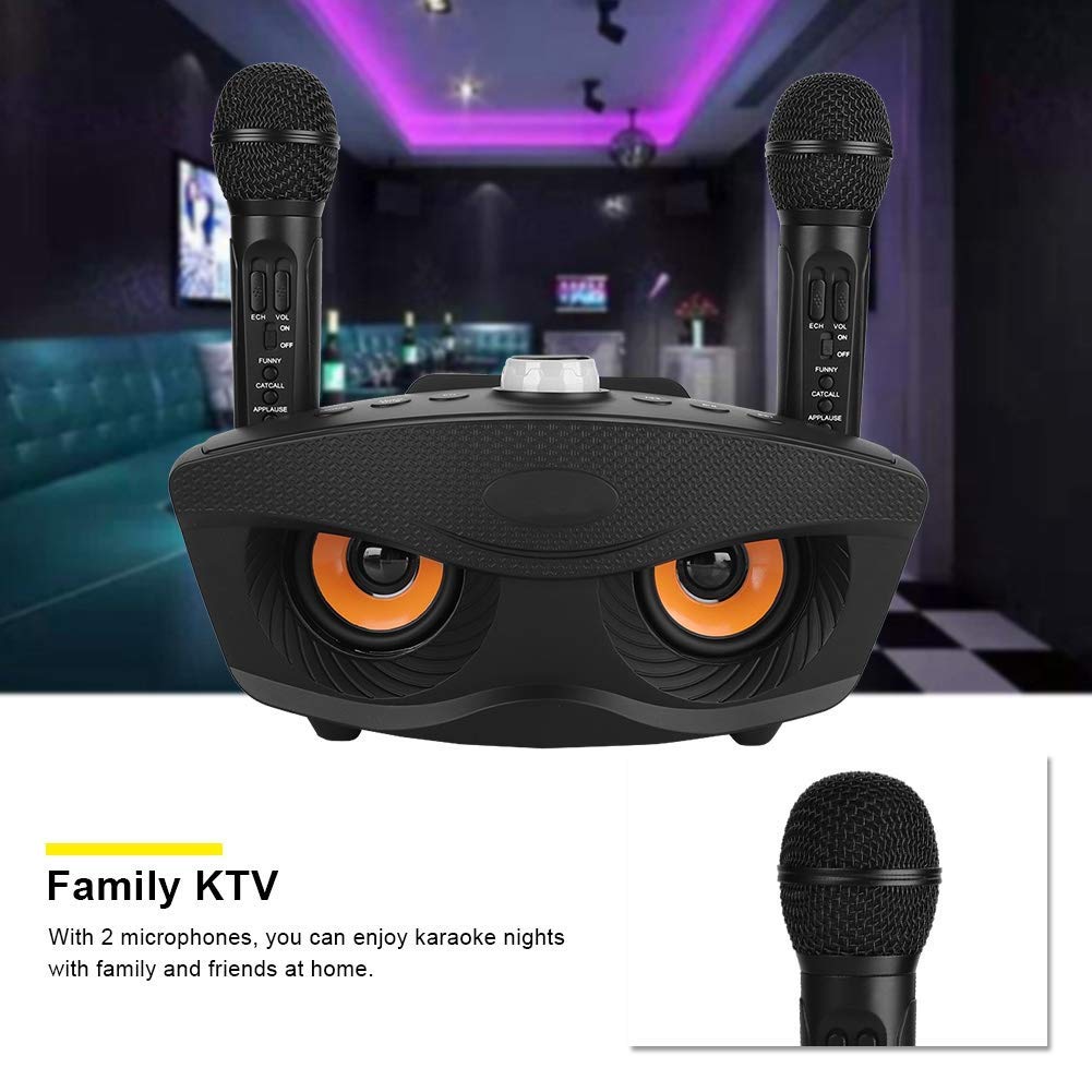 Zestaw karaoke do systemu karaoke, system karaoke ASHATA Bezprzewodowe głośniki stereo Bluetooth, system dźwięku na imprezę Domowy głośnik KTV Odtwarzacz karaoke 2 Zestaw z mikrofonem dynamicznym, obsługuje kartę TF / USB (czarny)