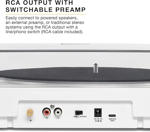 Miniatura 7 de Victrola Tocadiscos Bluetooth totalmente automático con cartucho Audio Technica ATN3600L, función de repetición automática, reproductor de discos de