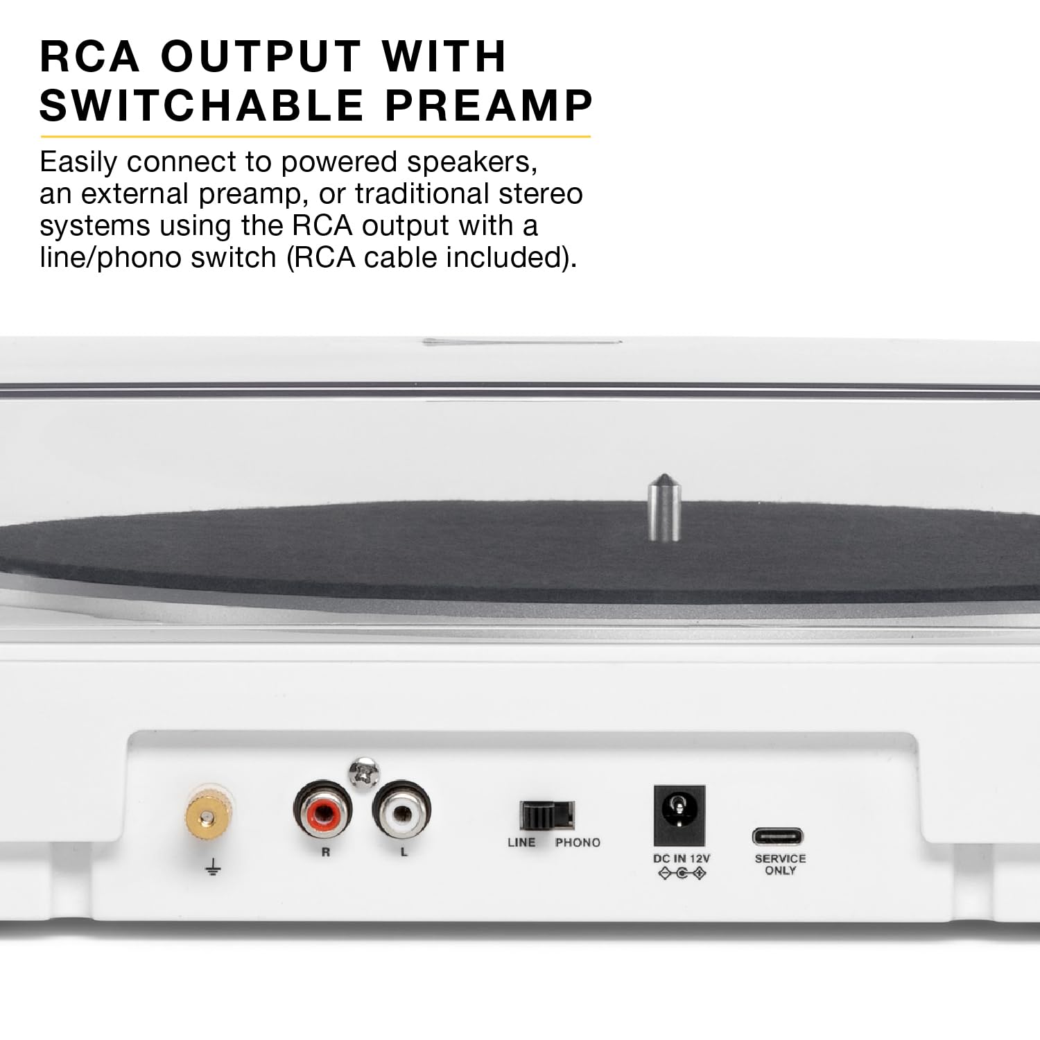Victrola - Tourne-Disque Bluetooth entièrement Automatique avec Cartouche Audio Technica ATN3600L, Fonction de répétition Automatique, Lecteur de disques Vinyle à 2 Vitesses, Transmission