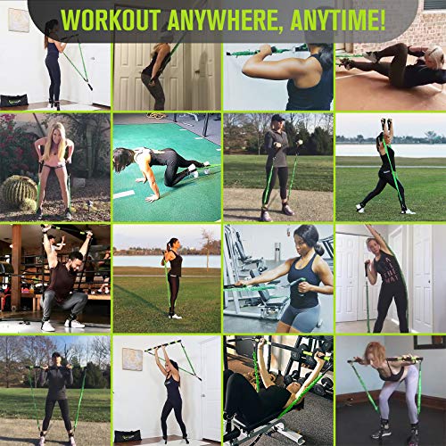 Gymwell Portable Resistance Workout Set, Total Body Workout Equipment for Home, Office or Outdoor with 3 Sets of Resistance Bands (Green)