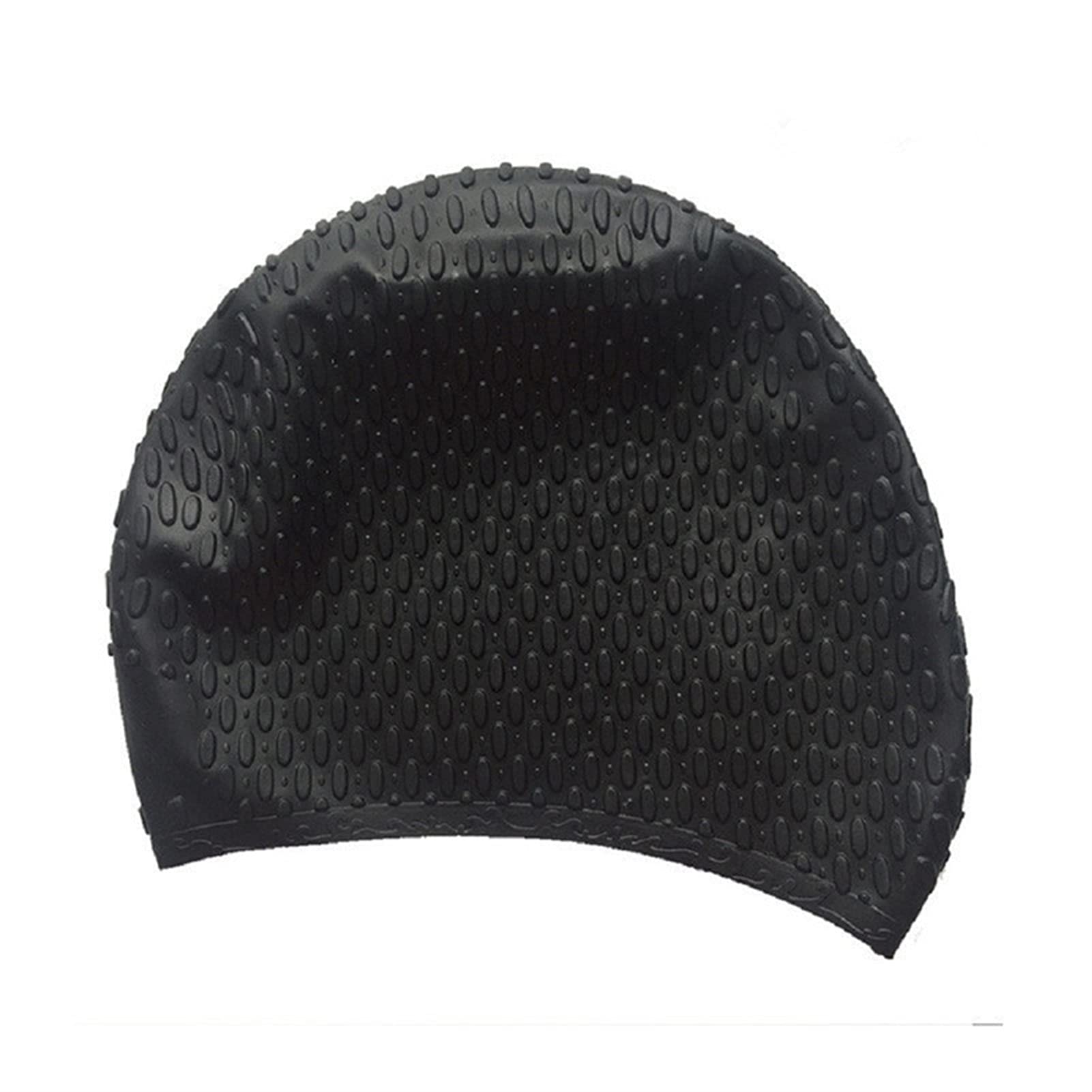 Gorro de baño Gorro de baño elástico Profesional de tamaño único for Adultos, Resistente al Agua, de Silicona, con protección for Las Orejas, elástico(Black)