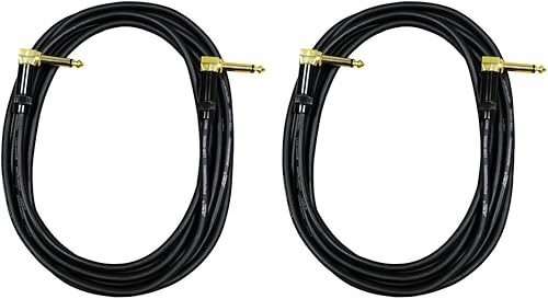 Audio 2000s E27112P2 Cable de conexión TS en ángulo recto a TS en ángulo recto de 12 pies (paquete de 2)