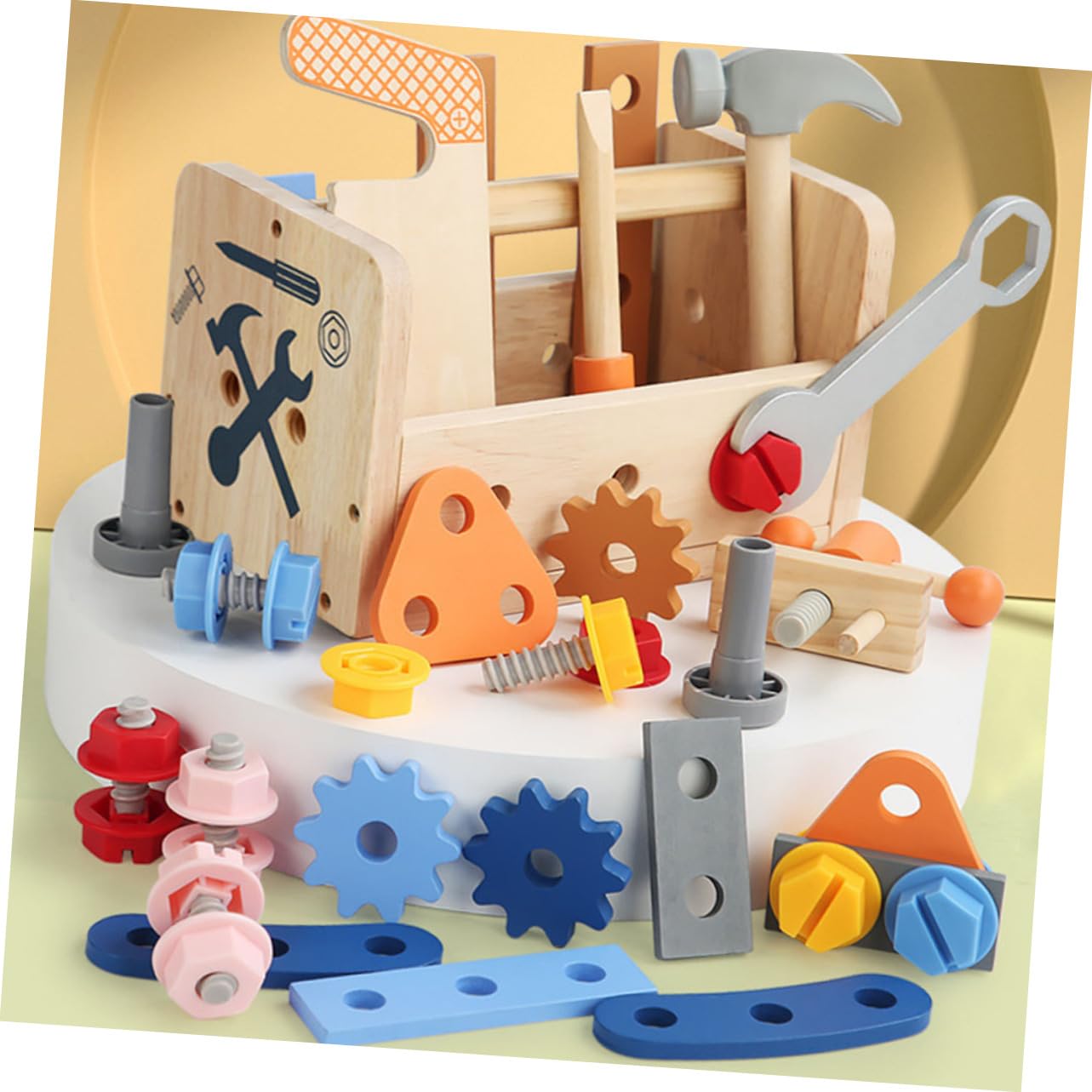 Beaupretty Herramientas Infantiles de Madera Educativo para Niñas Juguete de Construcción Práctico y Portátil para Desarrollo Cognitivo y Coordinación Mano Incluye Accesorios Seguros y
