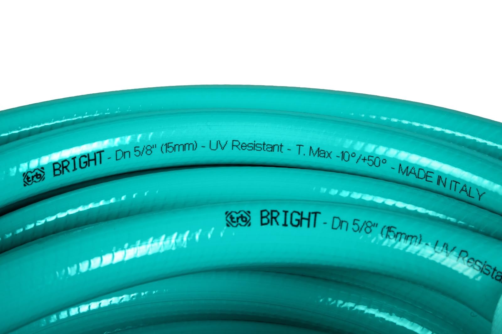 Tubo BRIGHT per Irrigazione, Ø15mm (5/8"), 4 Strati, Antitorsione, Resistente UV, Verde Acqua (50M)