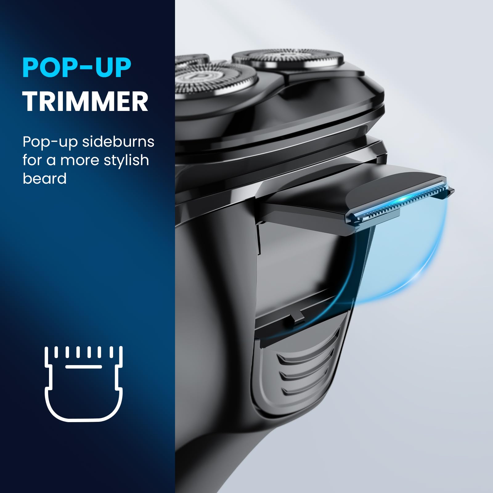 Rasoio elettrico da uomo con trimmer pop-up, ricaricabile IPX7 impermeabile, rasoio elettrico a ricarica rapida, 120 minuti di durata, delicato sulla pelle sensibile
